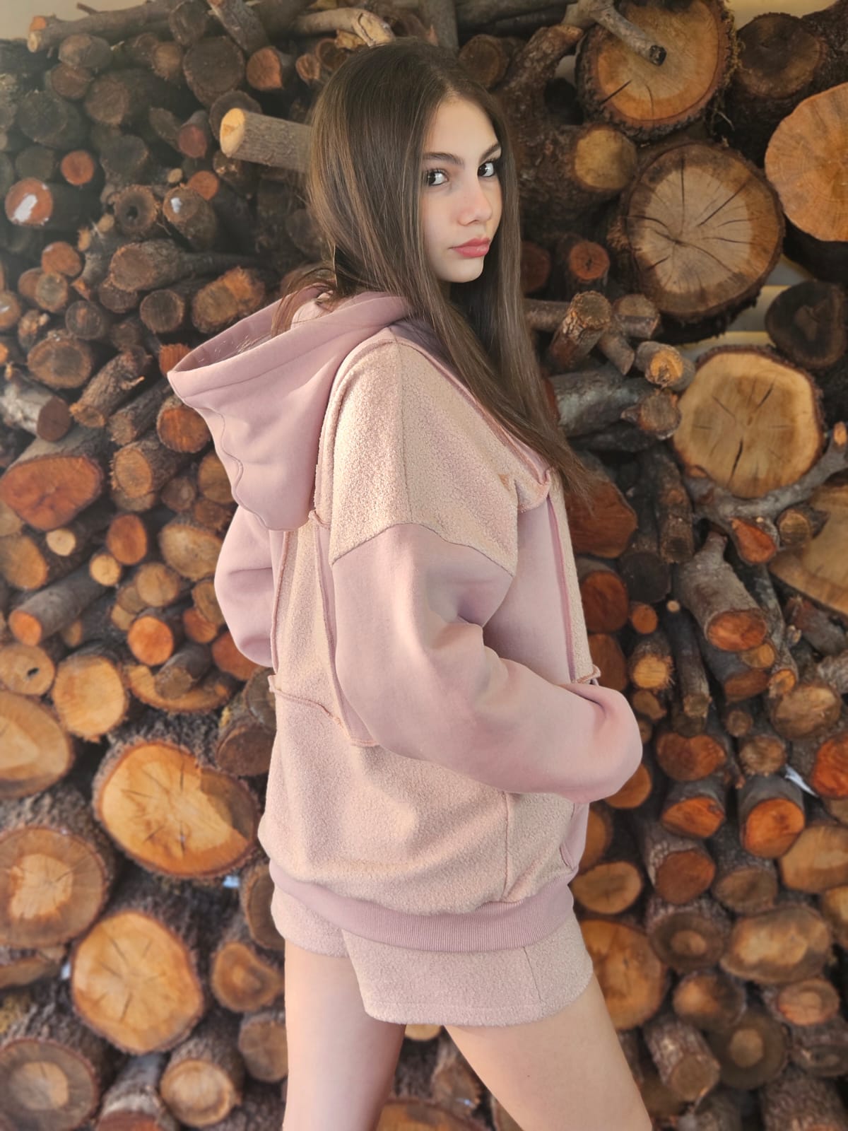 Patchwork Oversized Hoodie - Pear