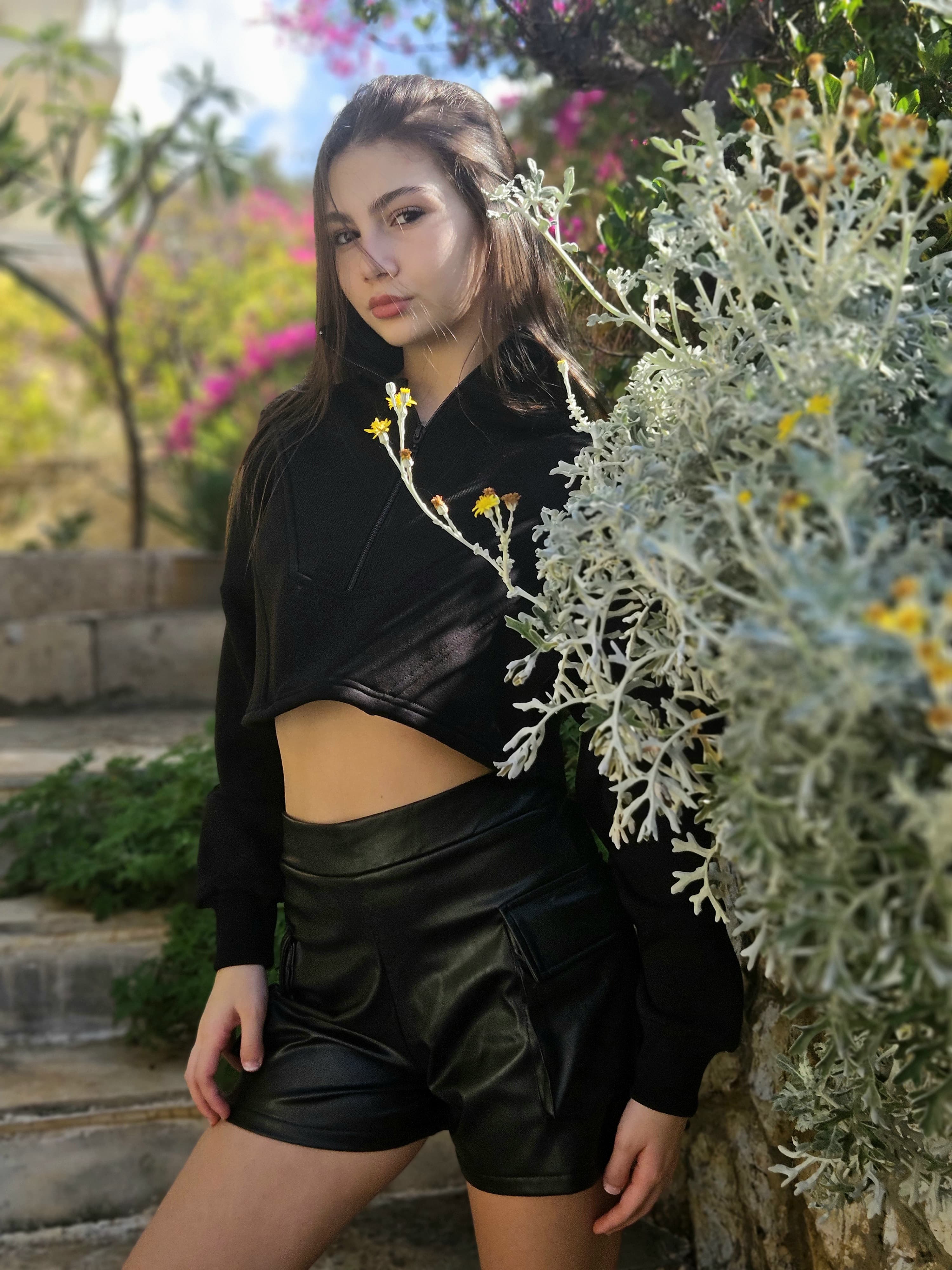 Printed Cropped Sweatshirt - Pear