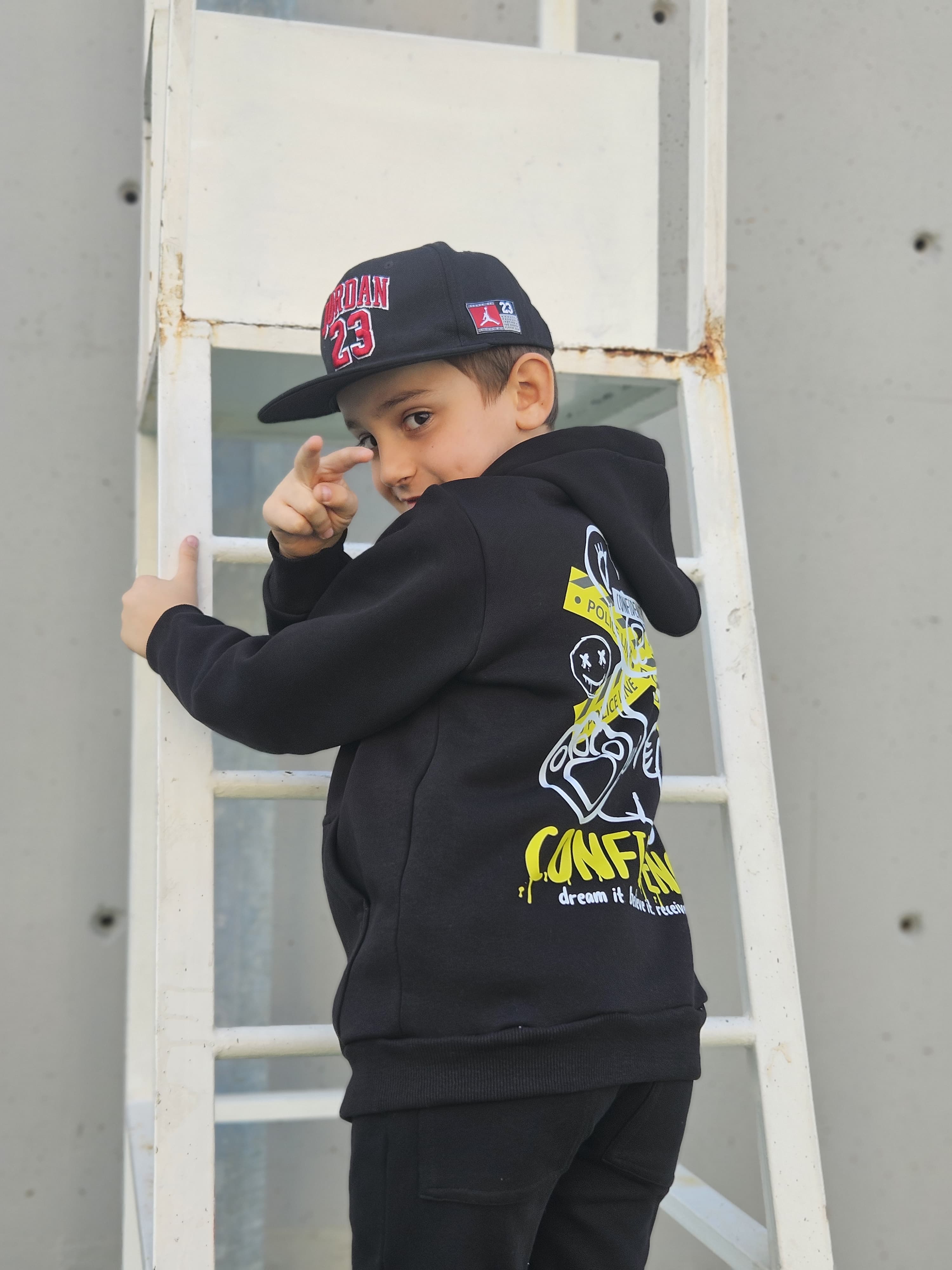 Printed Hooded Fleece Jacket - Pear