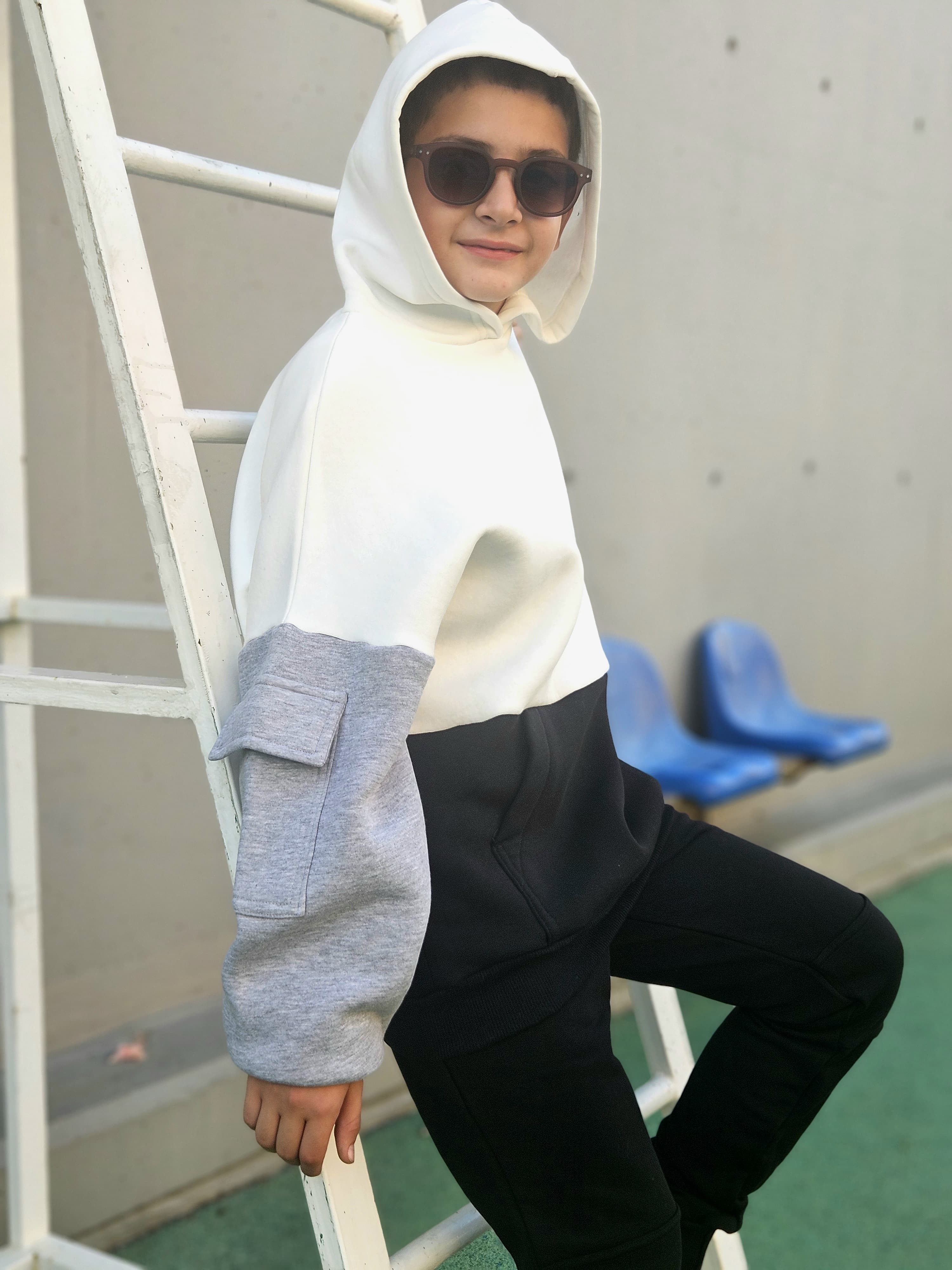 Trio Colored Fleece Hoodie - Pear