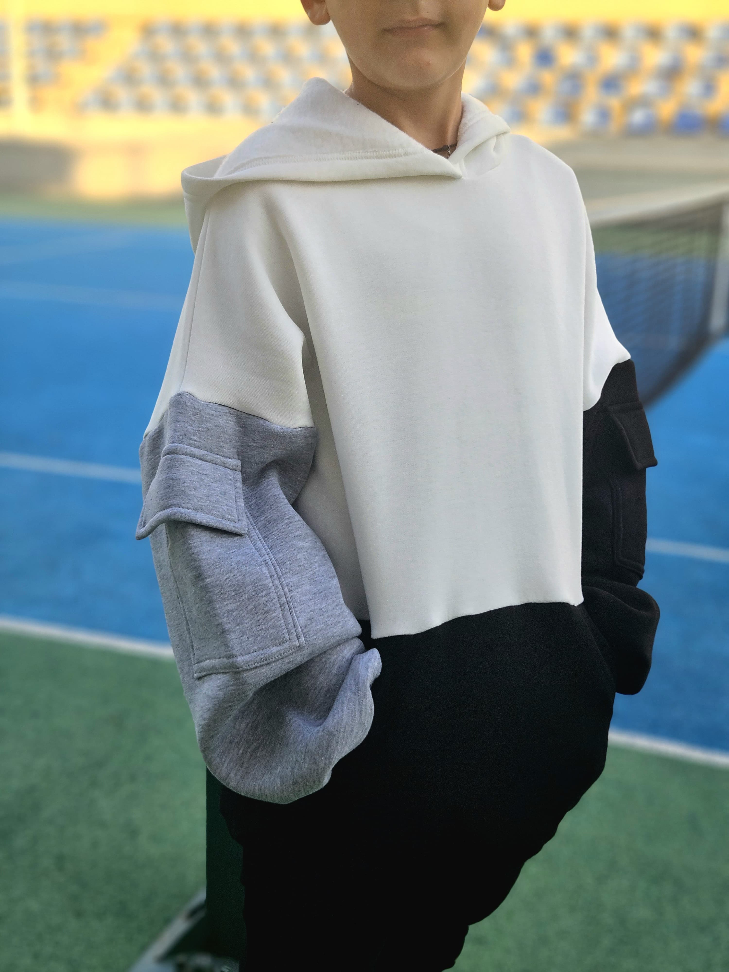 Trio Colored Fleece Hoodie - Pear