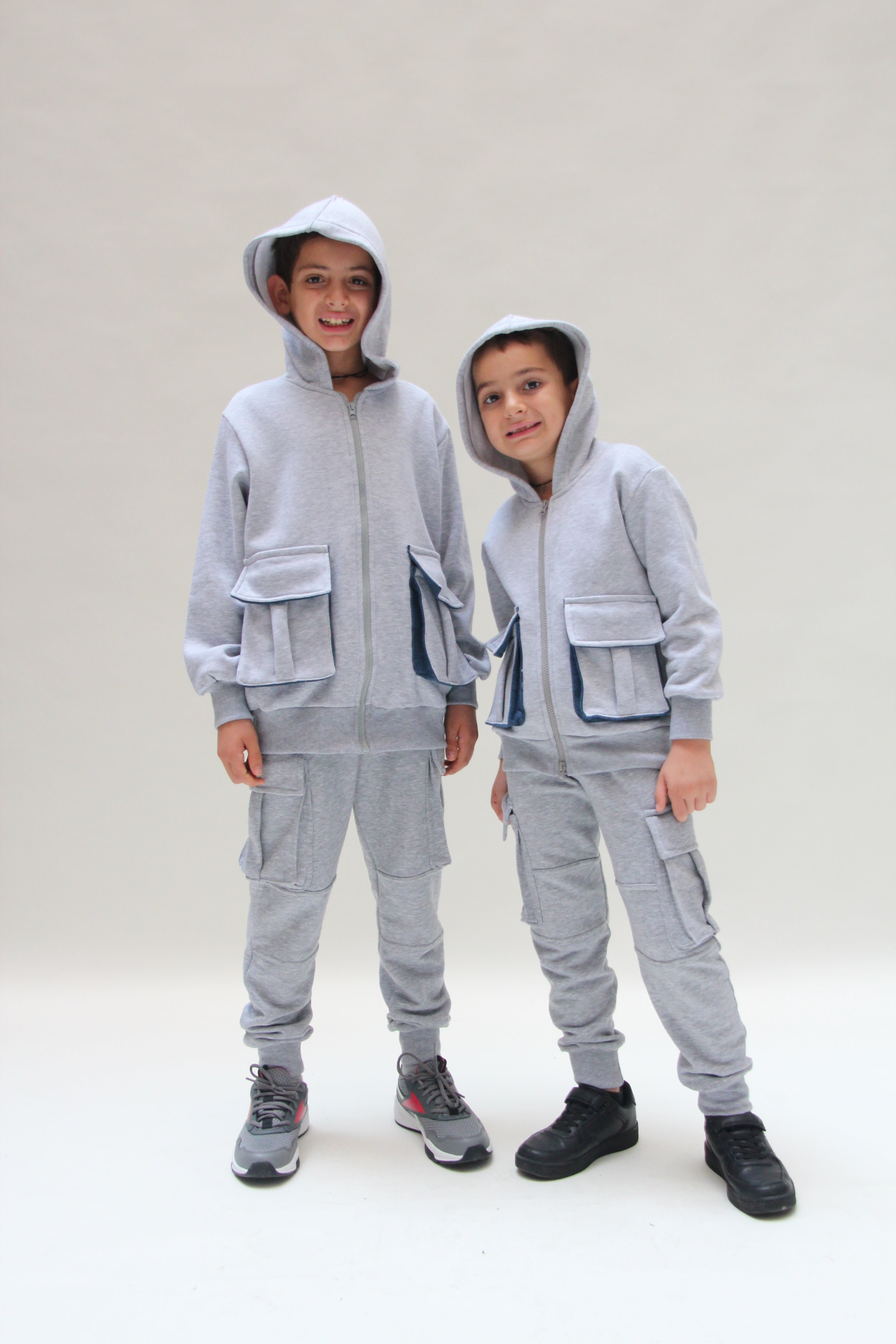 Hooded Denim Jacket For Boys - Grey - Pear