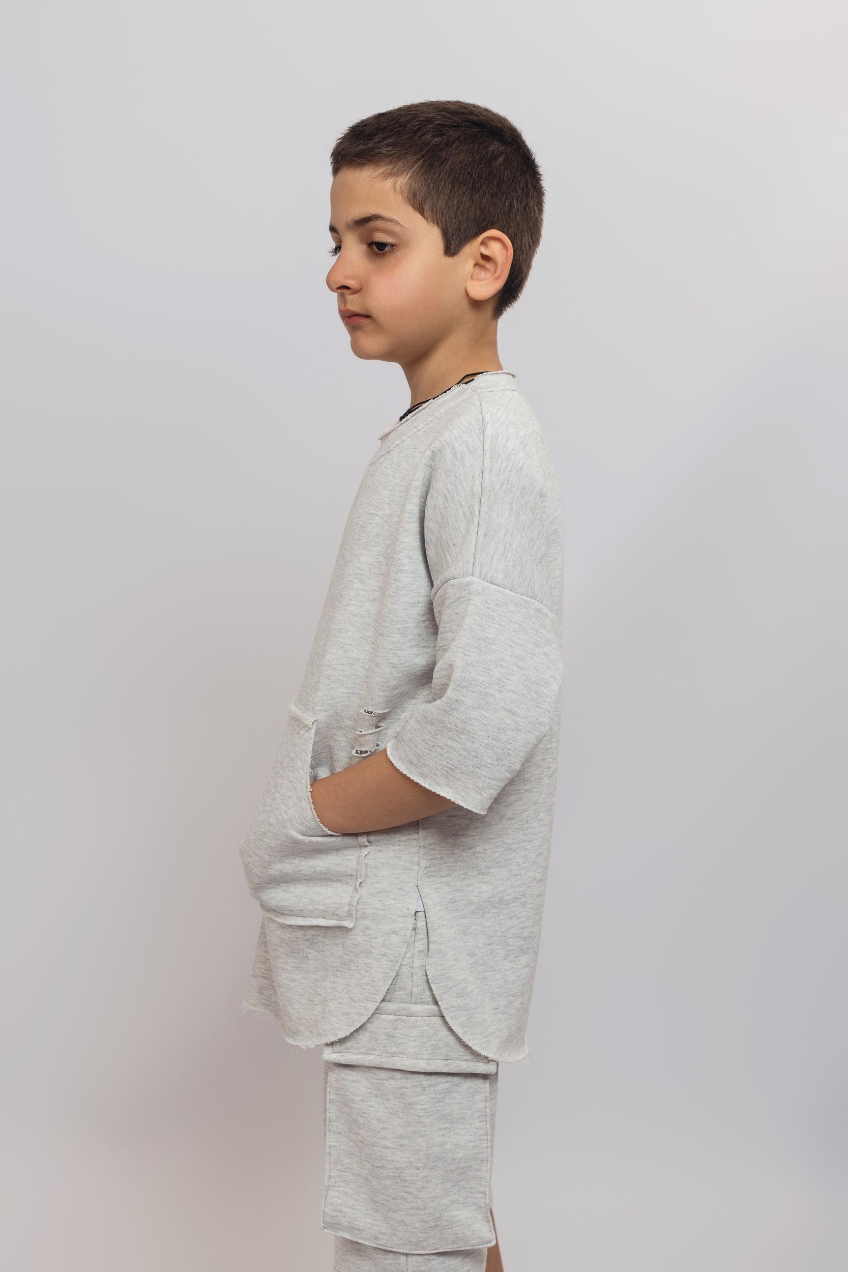 Oversized Sweatshirt With Pockets For Boys - Grey - Pear