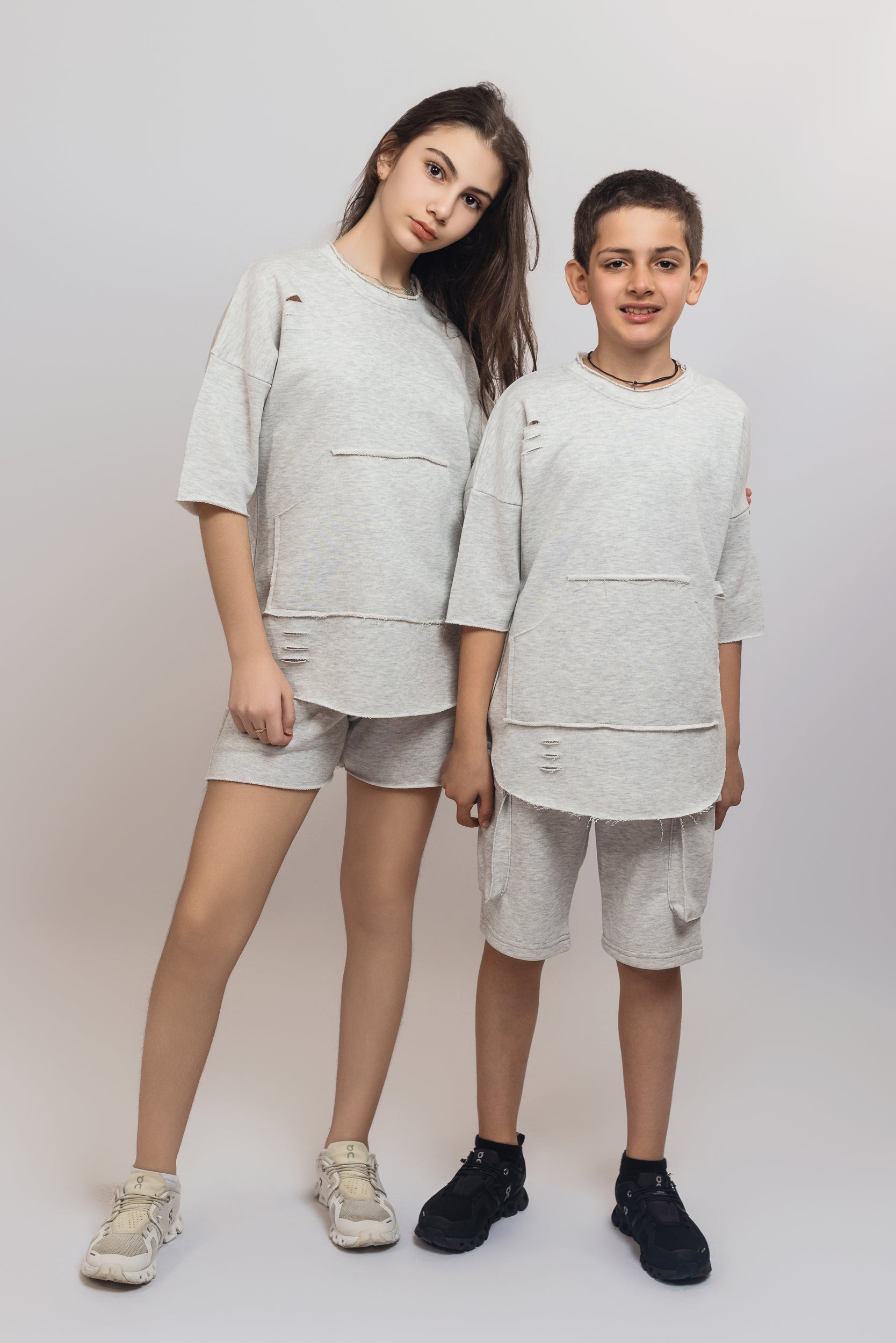 Oversized Sweatshirt With Pockets For Boys - Grey - Pear