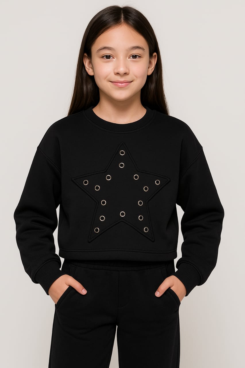 Studded Star Cropped Sweatshirt