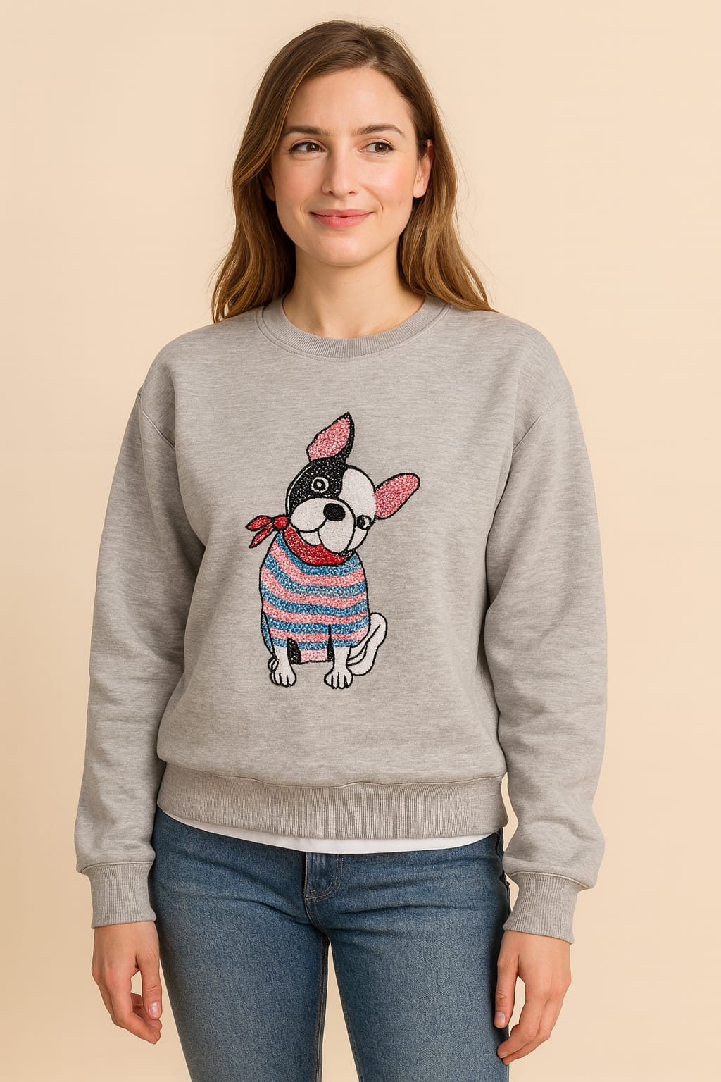 Bulldog Applique Sweatshirt