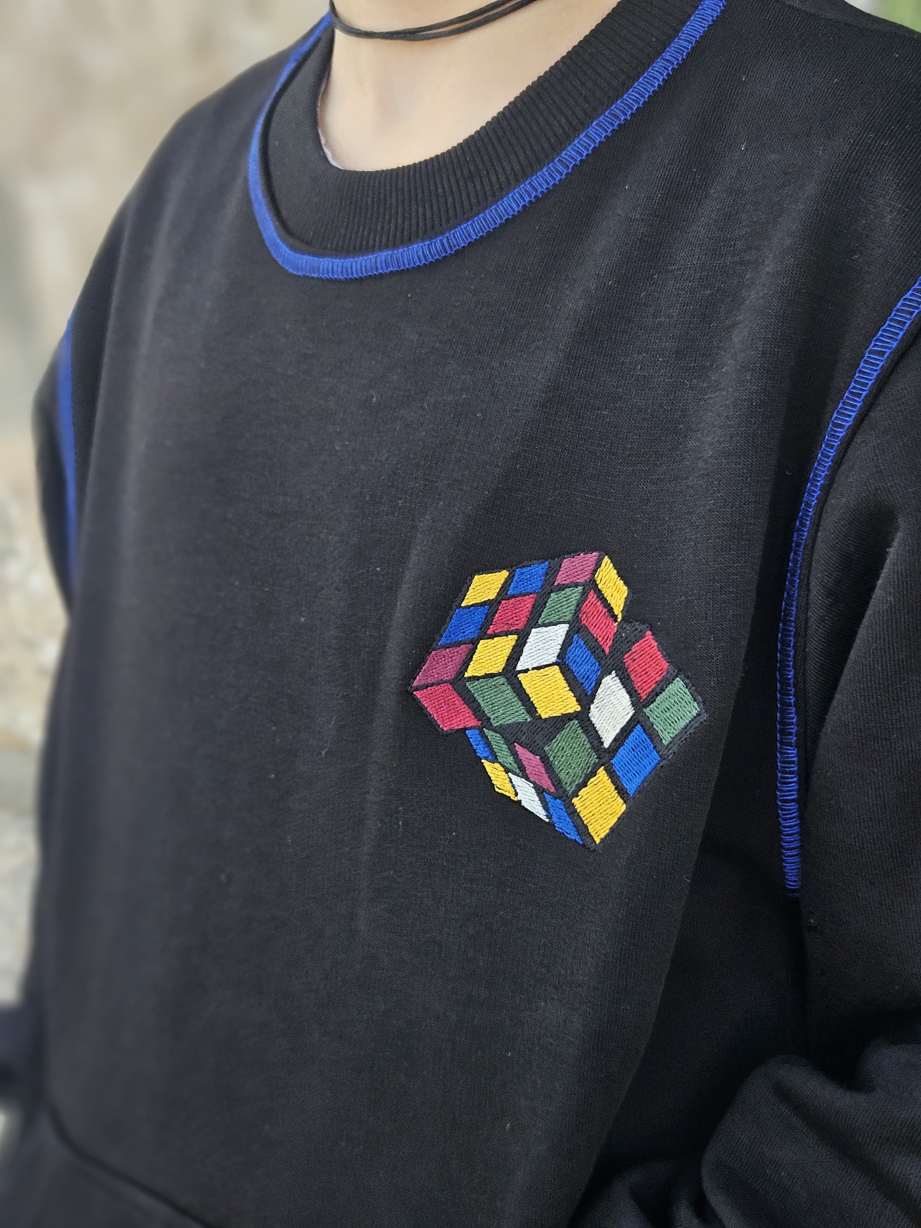 Rubik Cube Embroidered Sweatshirt