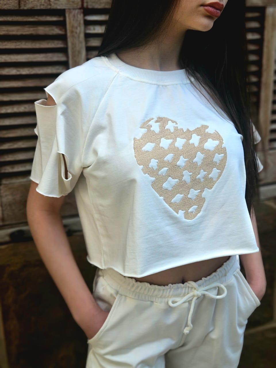 Heart Embroidered Top