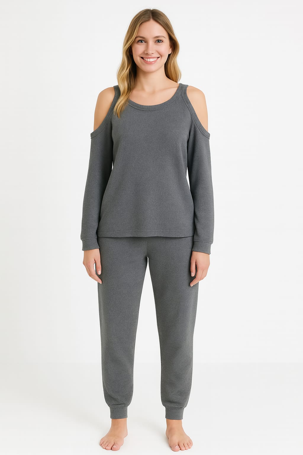 Soft Wool Set with Cutout Sleeves