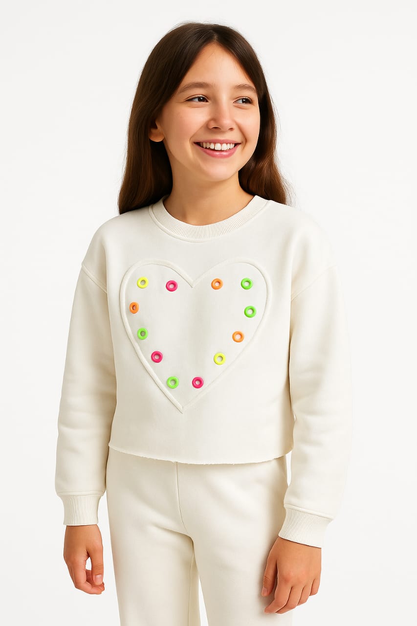 Studded Heart Cropped Sweatshirt ONLY