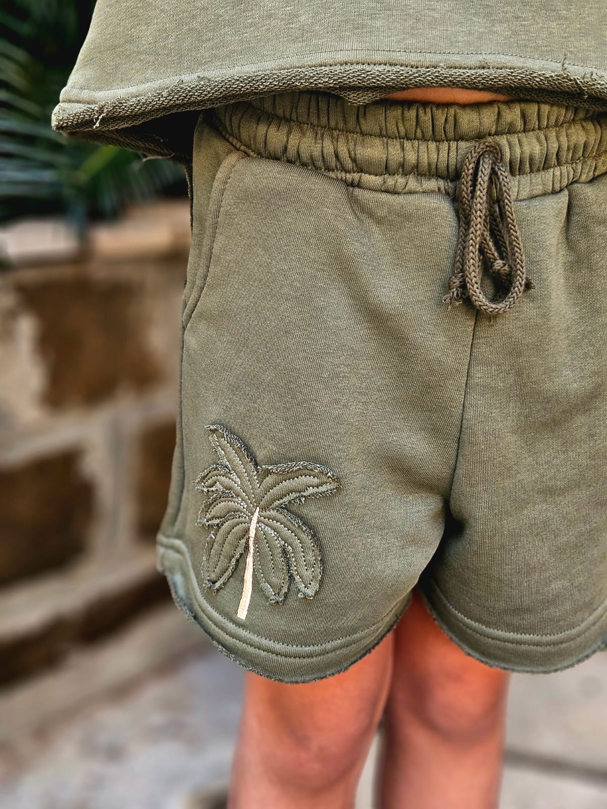 Palm Tree Embroidered Tracksuit SET - Girls