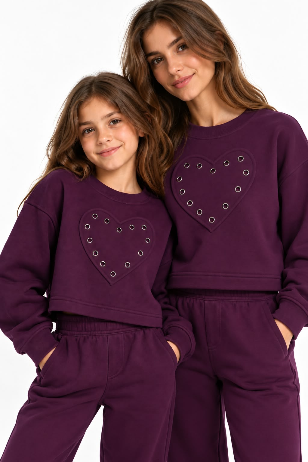 Studded Heart Sweatshirt in Fleece