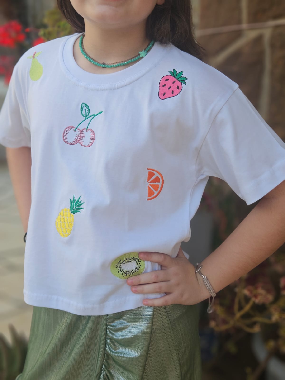 Fruits Embroidered Top - Girls