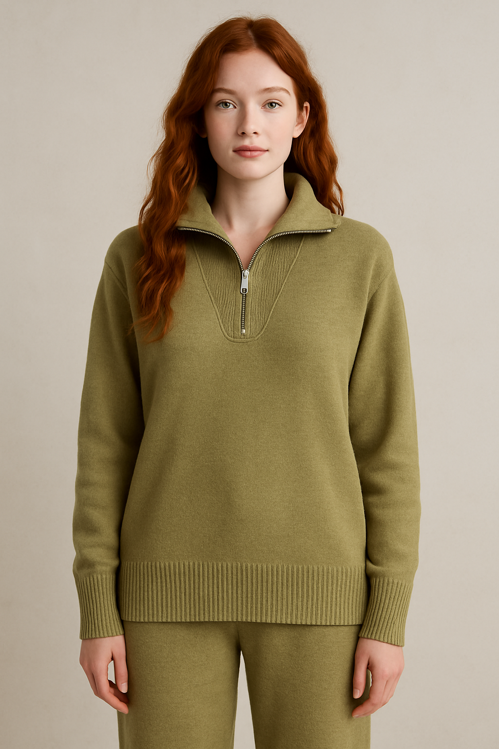 Half Zip Wool SET
