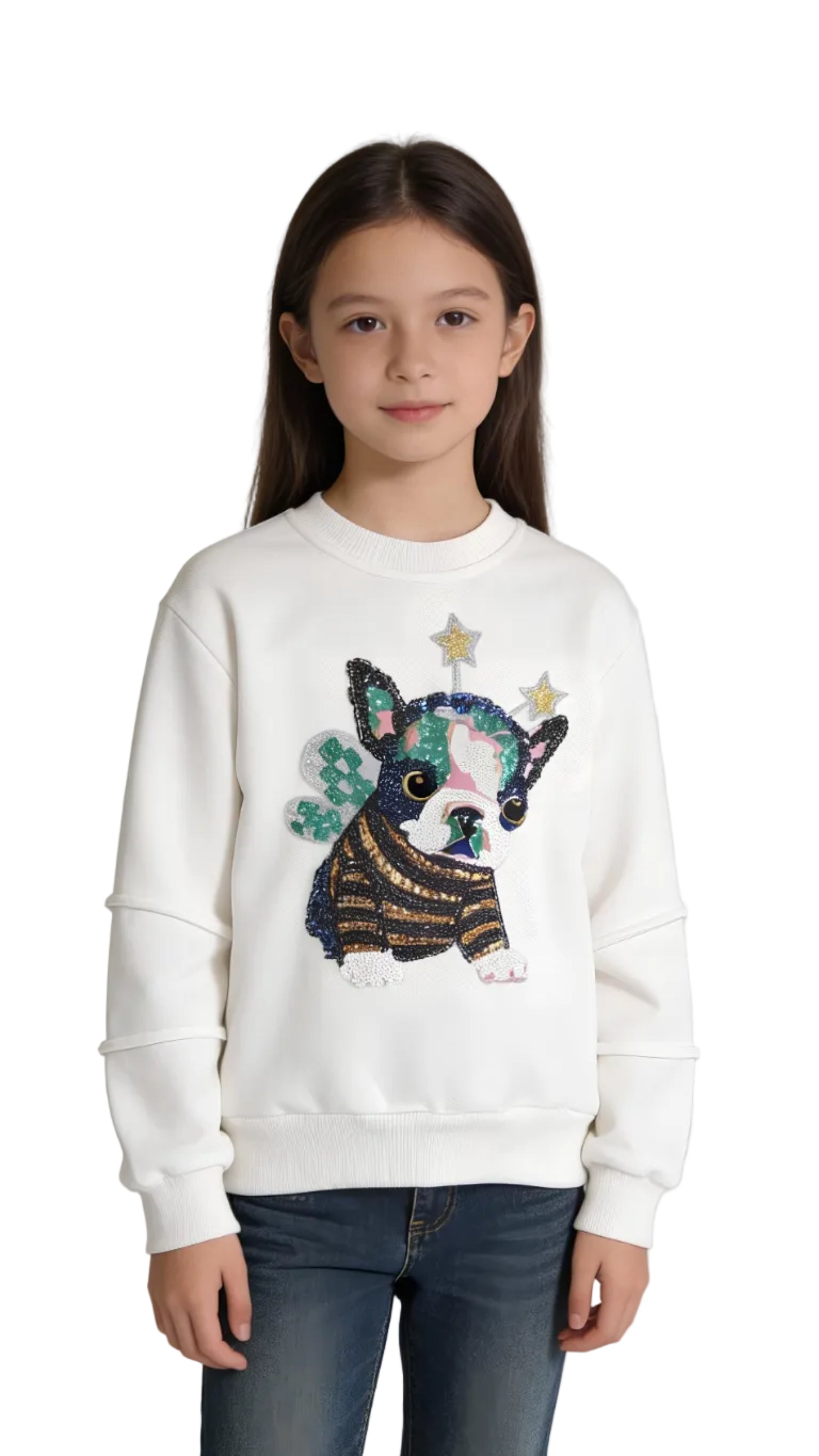 Bulldog Sequin Fleece Sweatshirt