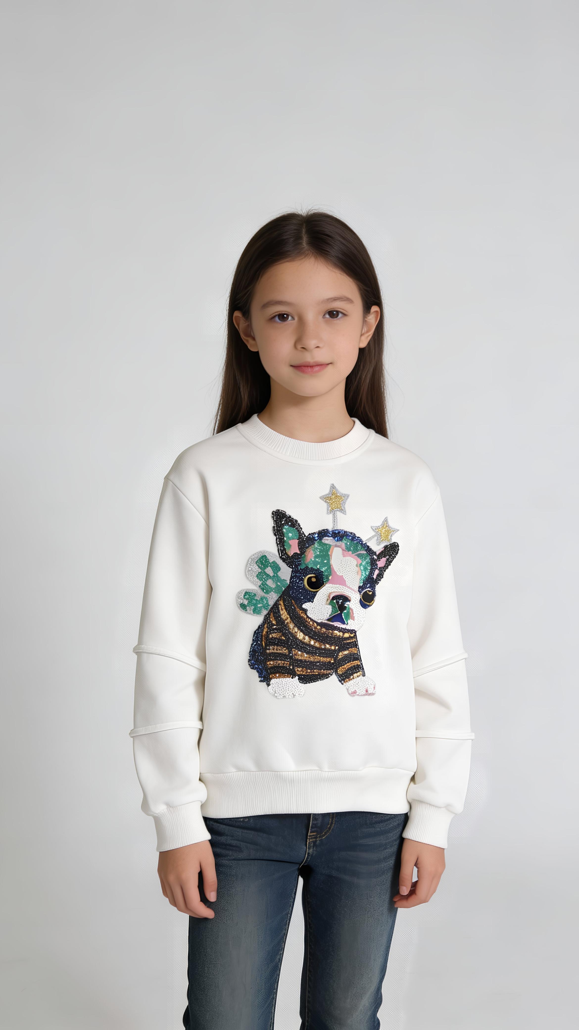 Bulldog Sequin Fleece Sweatshirt