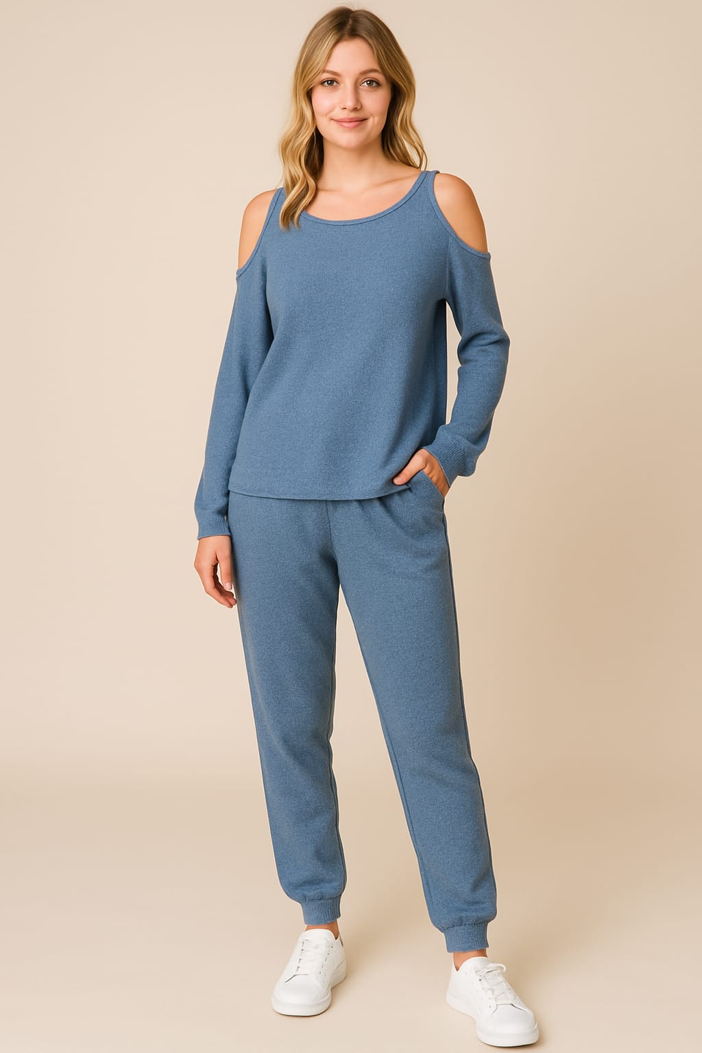 Soft Wool Set with Cutout Sleeves