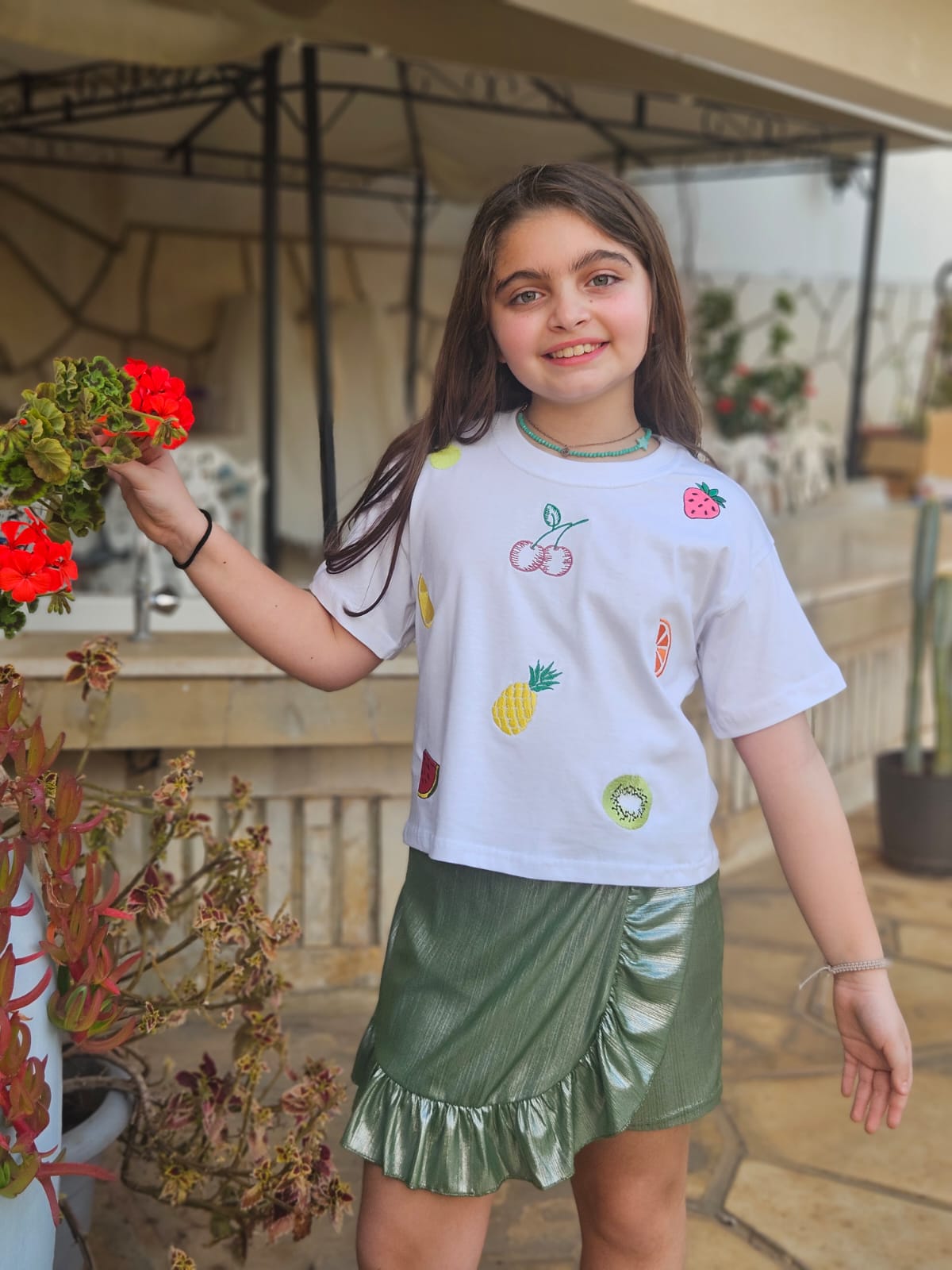 Fruits Embroidered Top - Girls