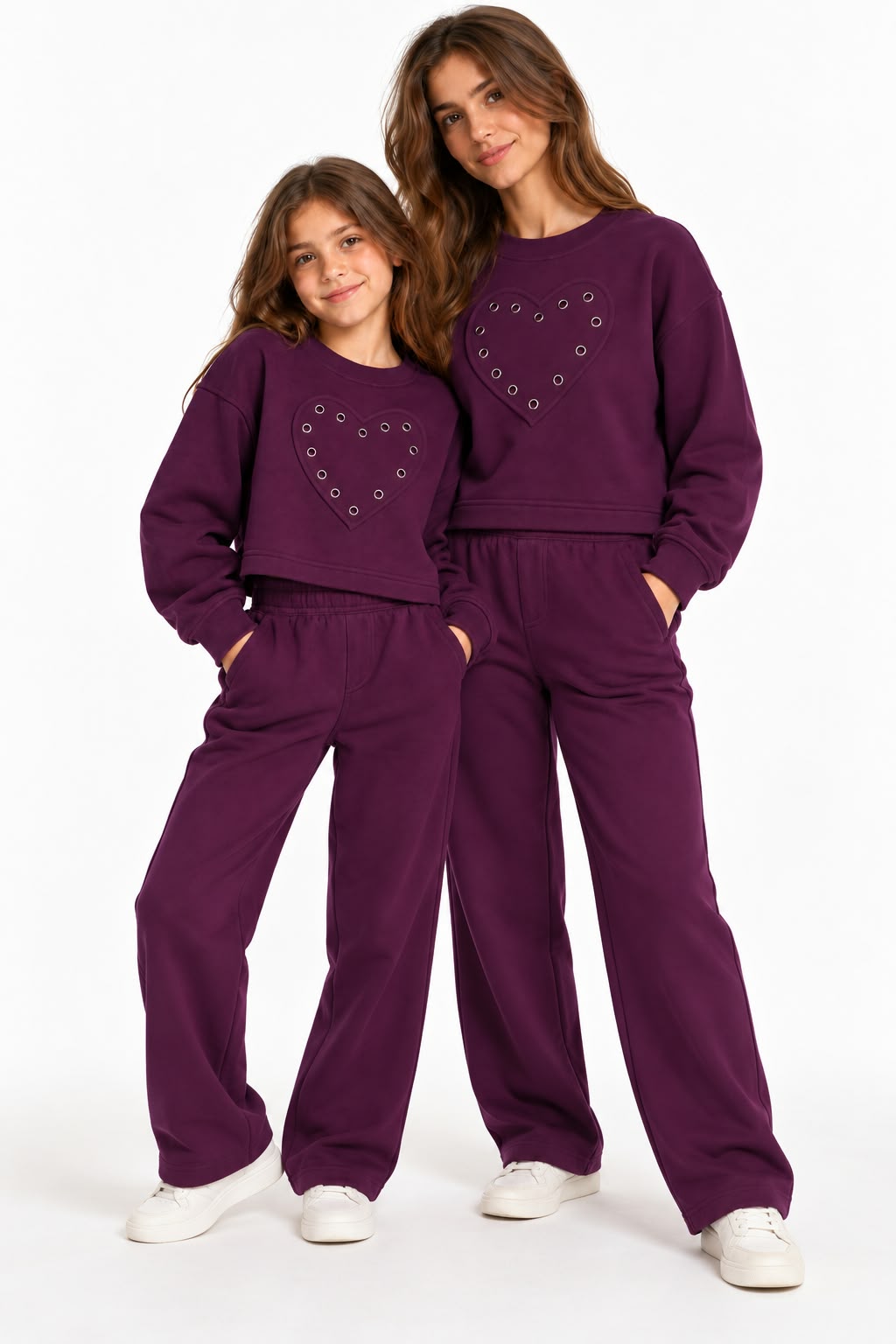 Studded Heart Sweatshirt in Fleece