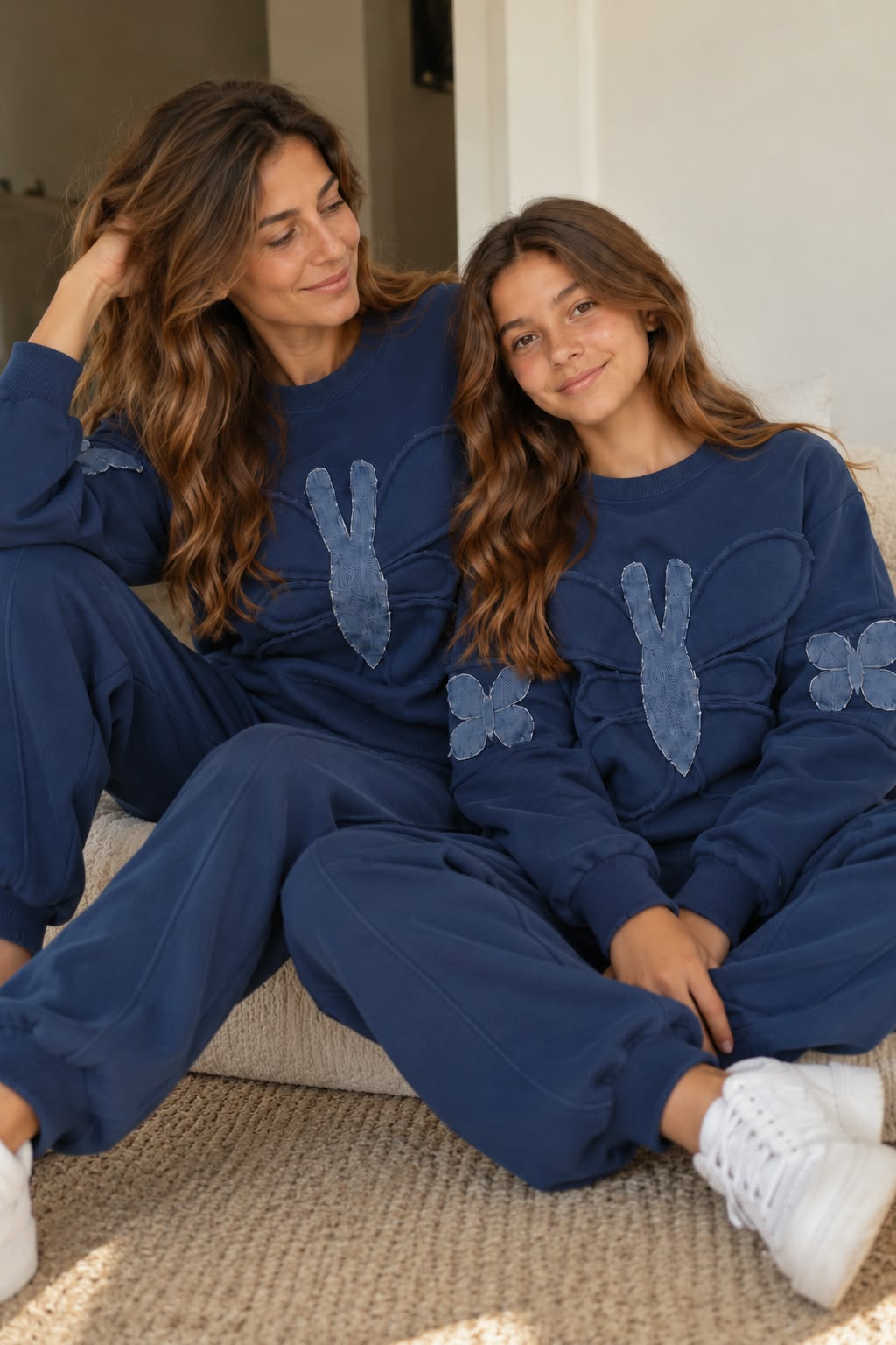 Denim Butterfly Sweatshirt in Fleece