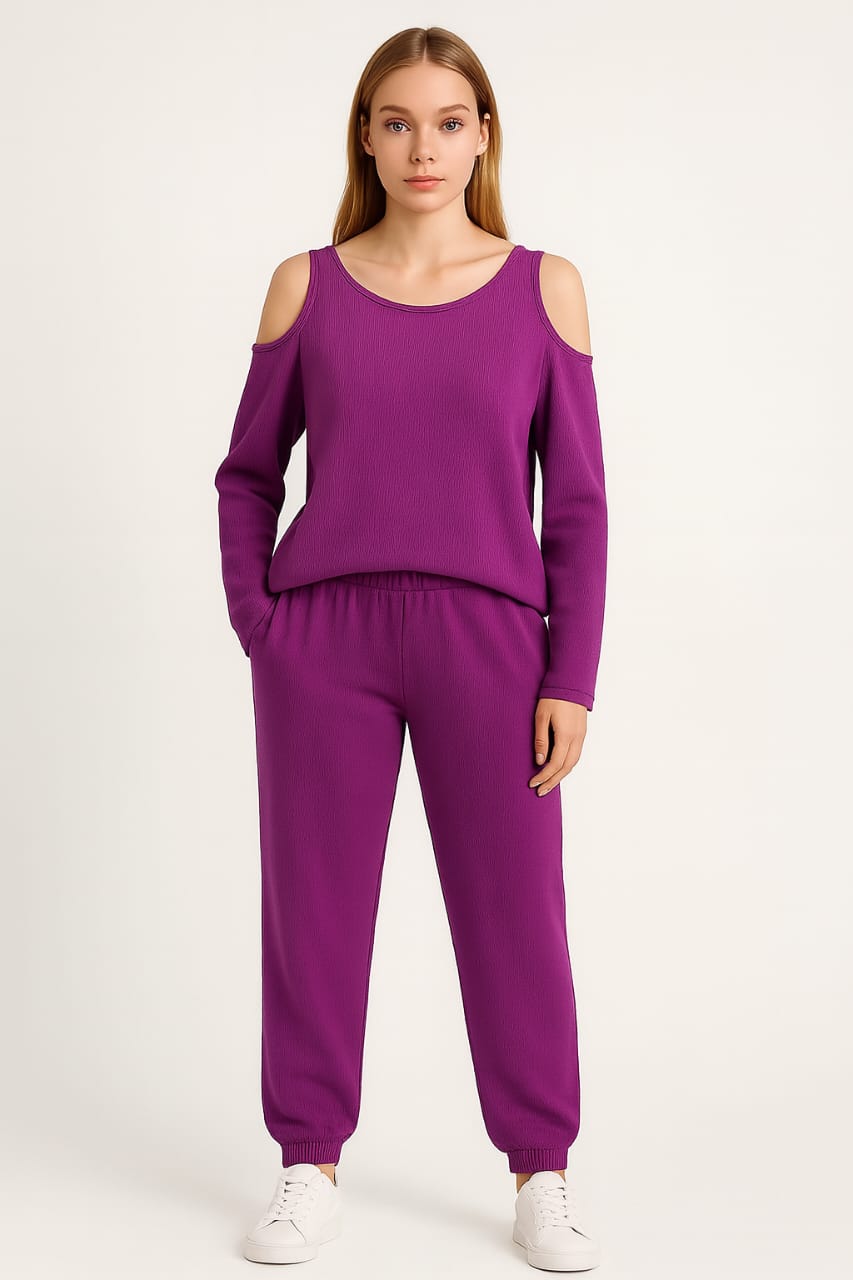 Soft Wool Set with Cutout Sleeves