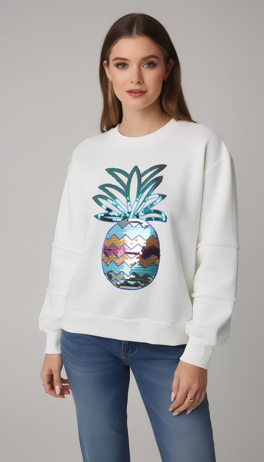 Pineapple Sequin Fleece Sweatshirt