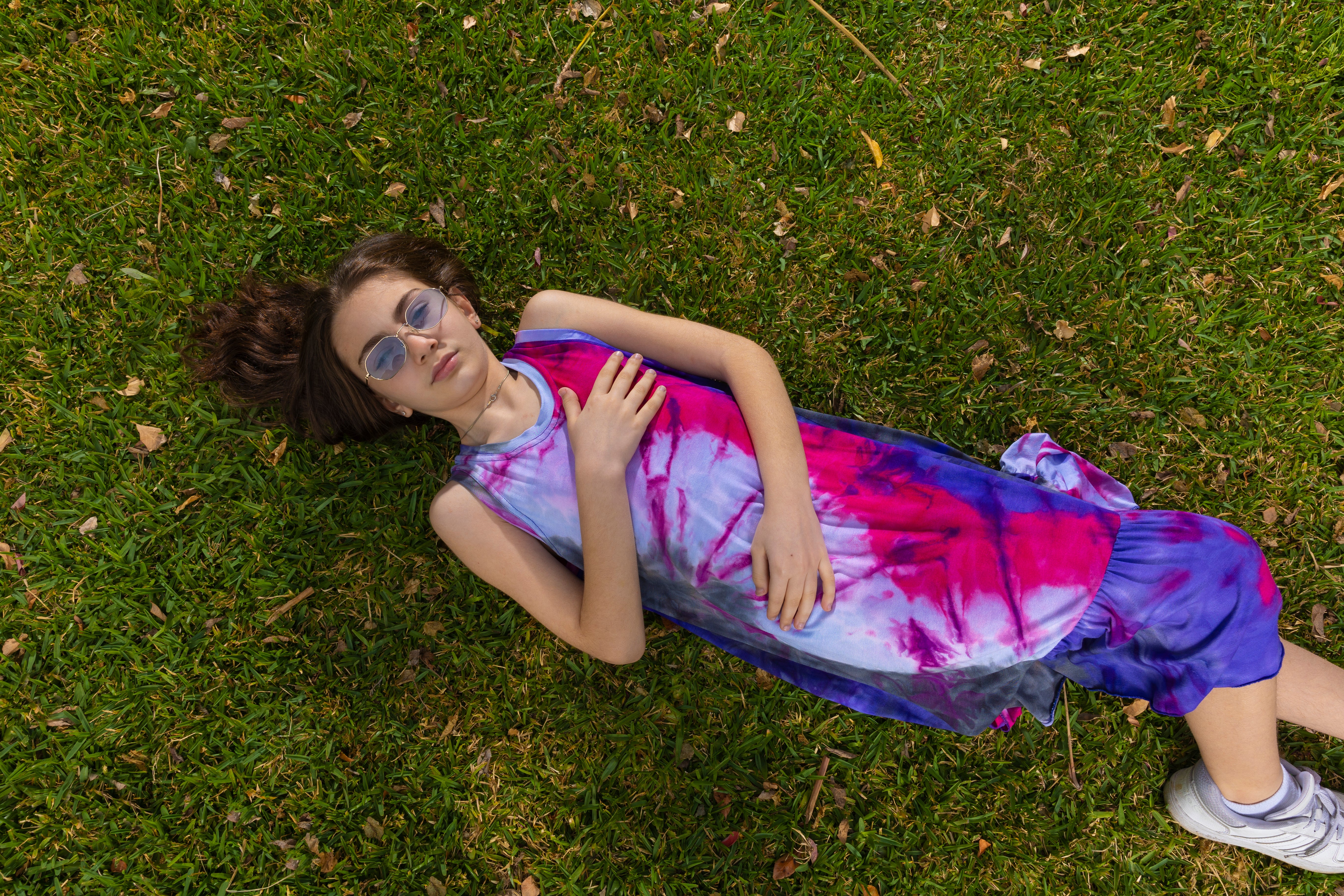 Tie Dye Long Dress For Girls - Fuchsia