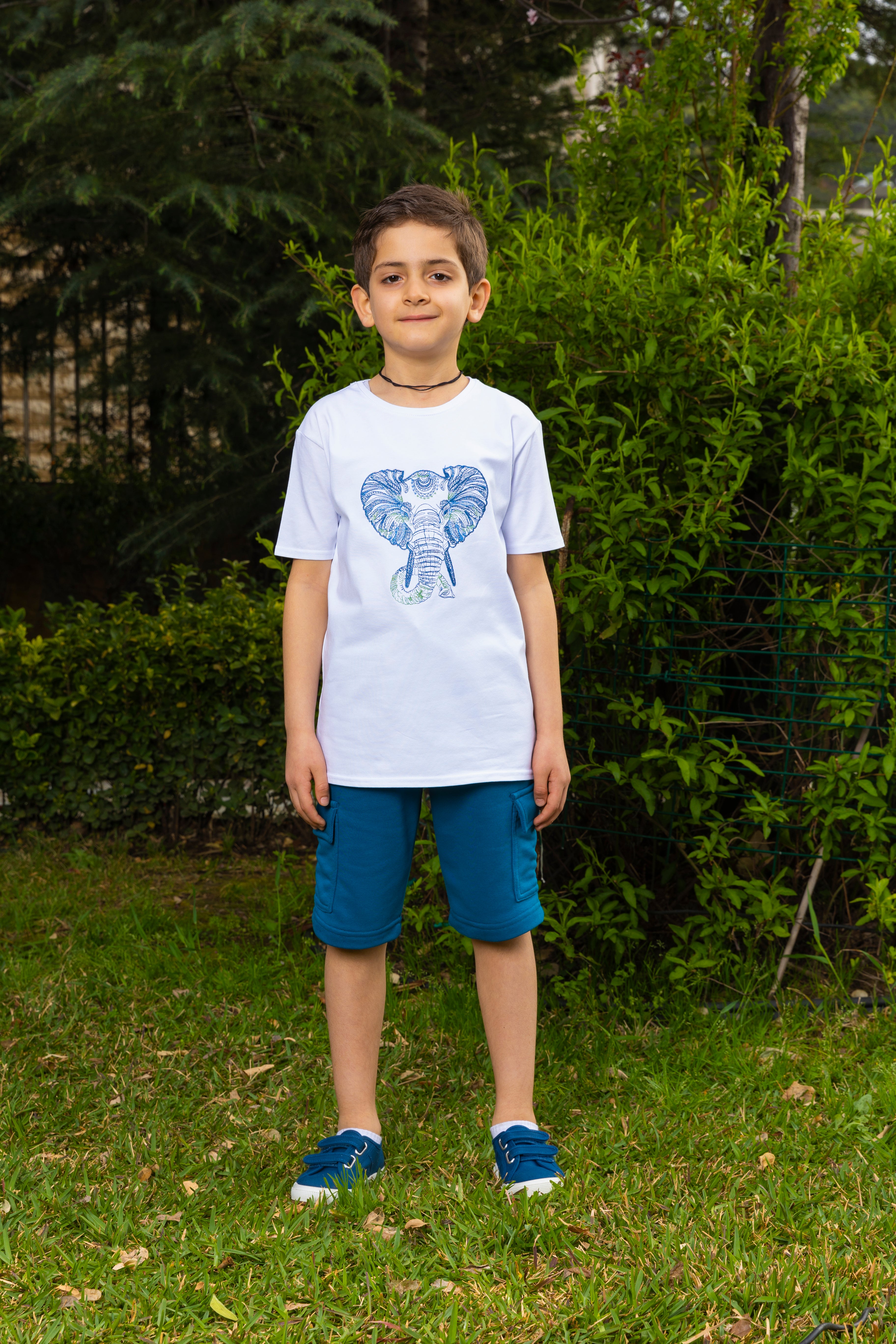 Elephant Embroidered Unisex T-Shirt - Light Green