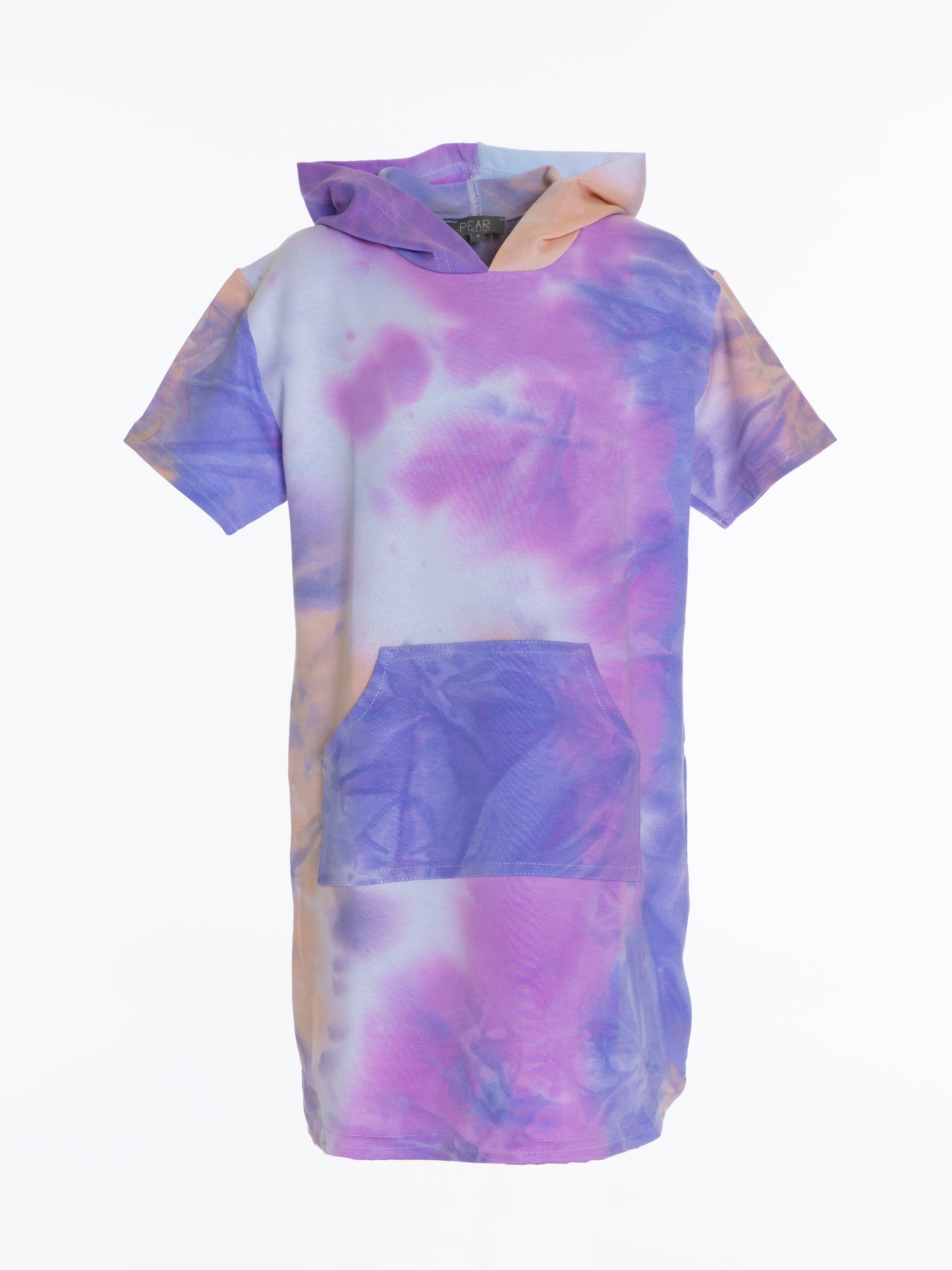 Tie Dye Dress With Hoodie For Girls - Purple