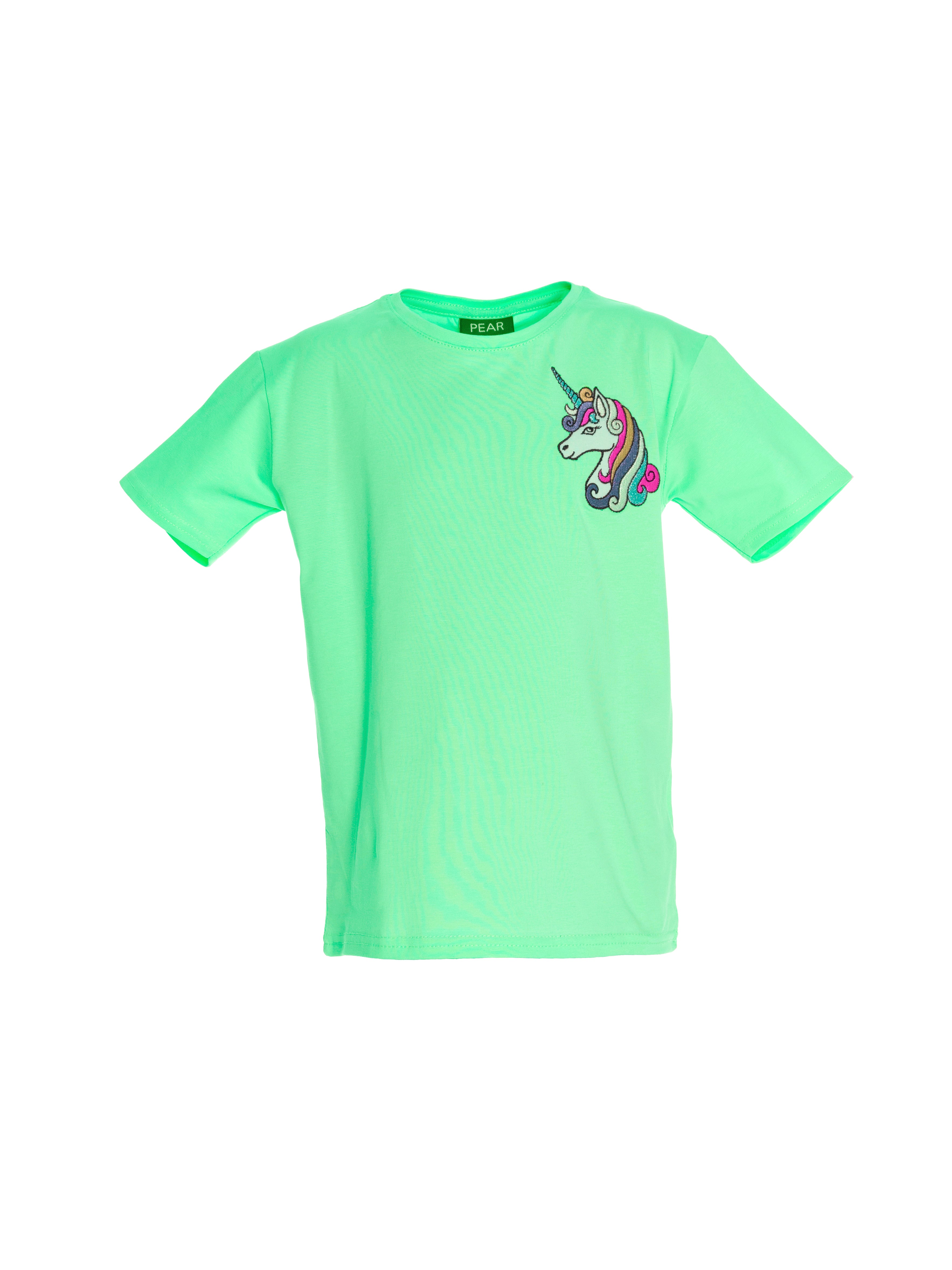 Unicorn Embroidered For Girls T-Shirt - Green