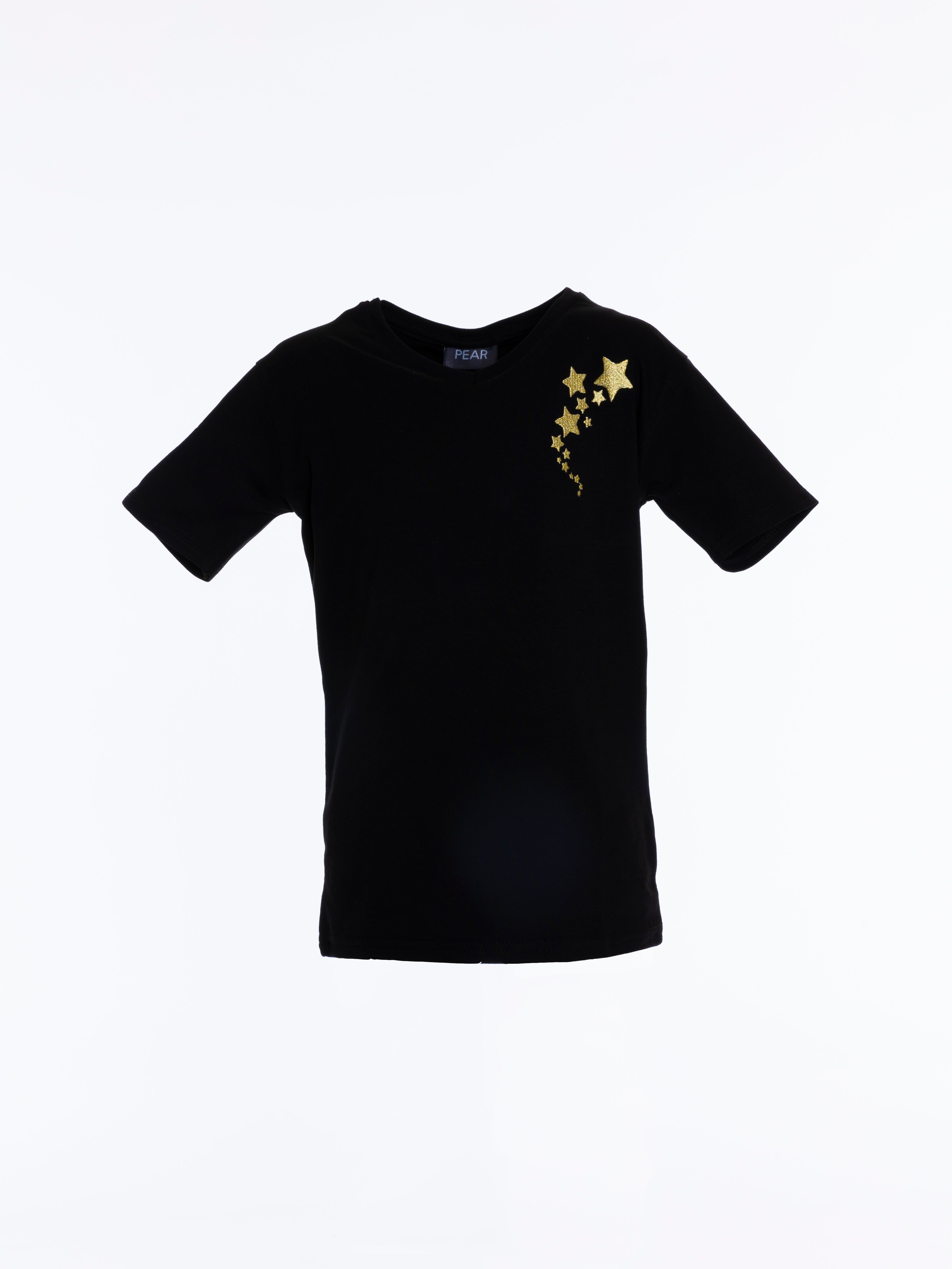 Star Embroidered Unisex T-Shirt - Black