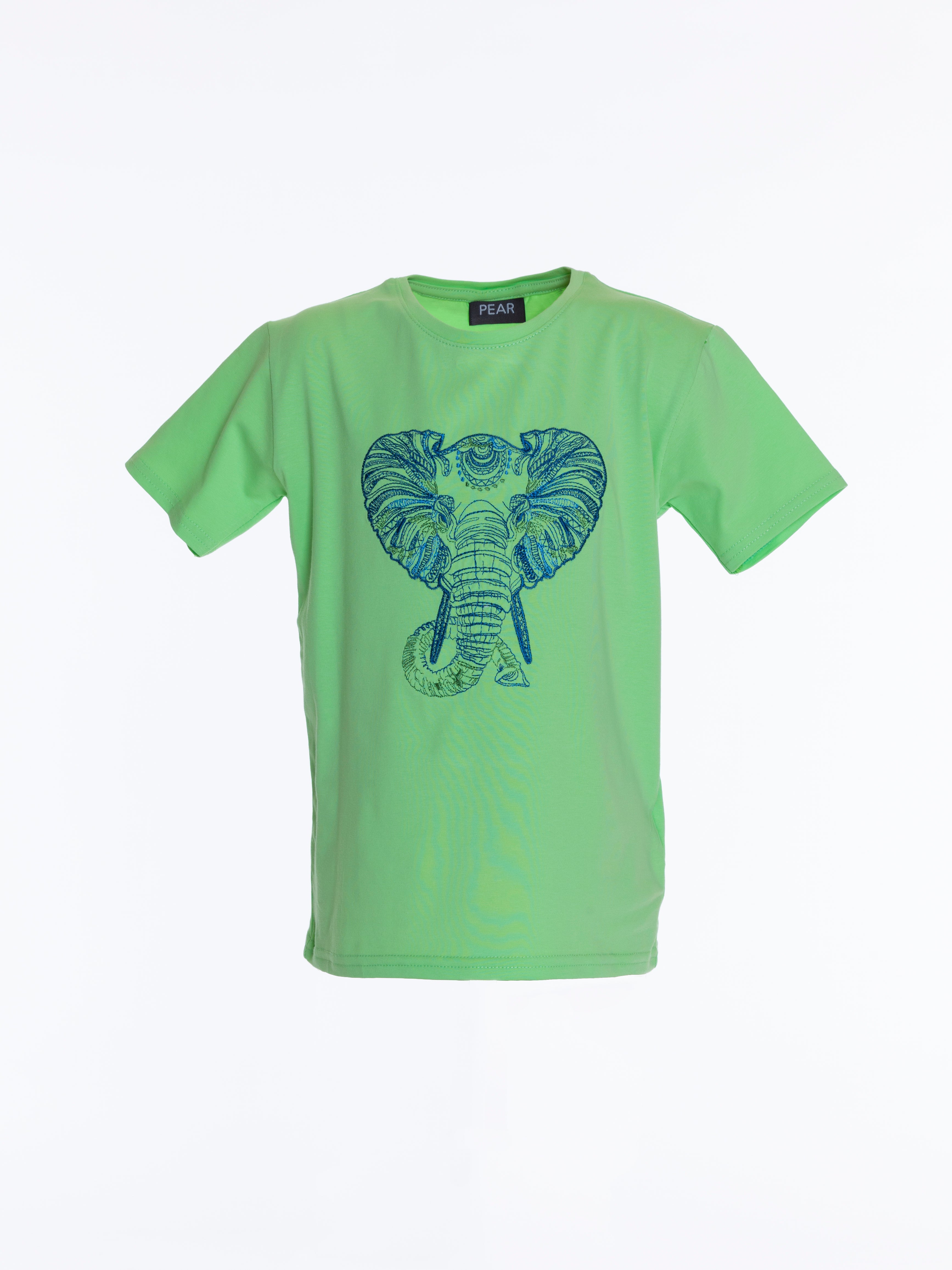 Elephant Embroidered T-Shirt For Women - Light Green