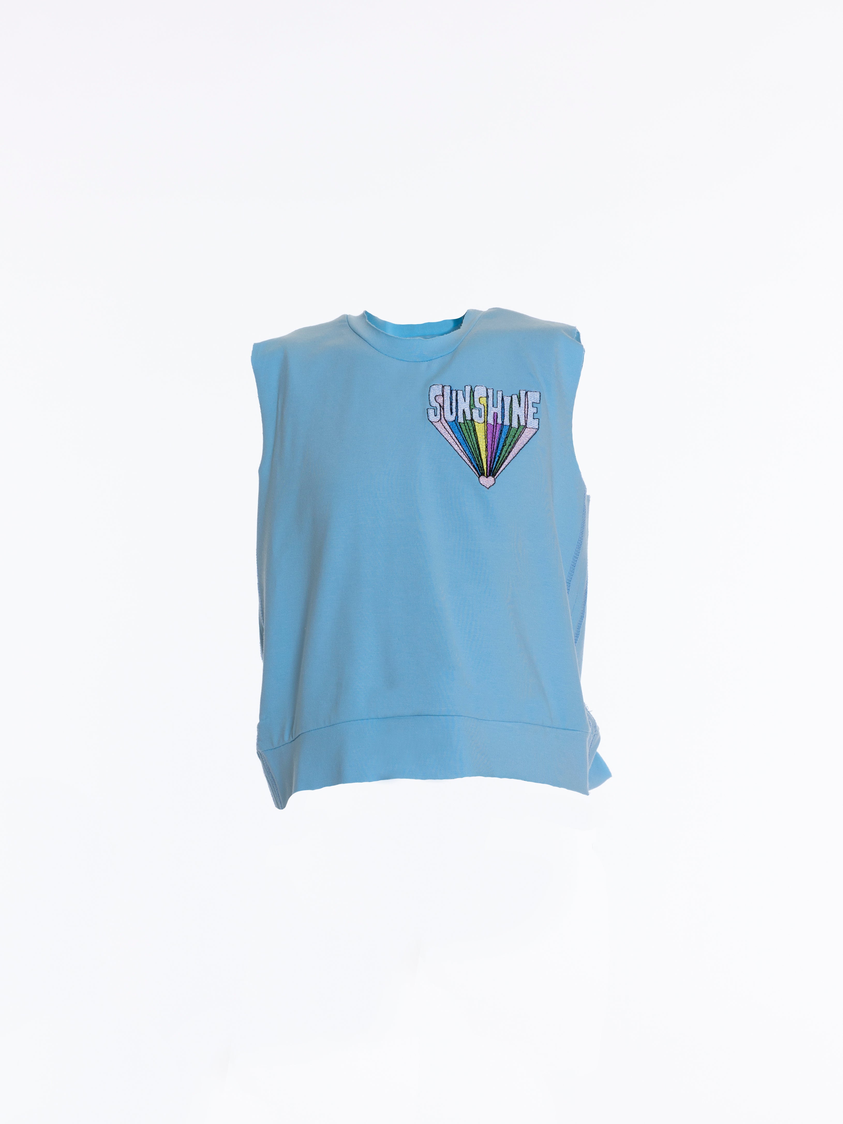 Sunshine Embroidered Tank Top For Girls - Light Blue