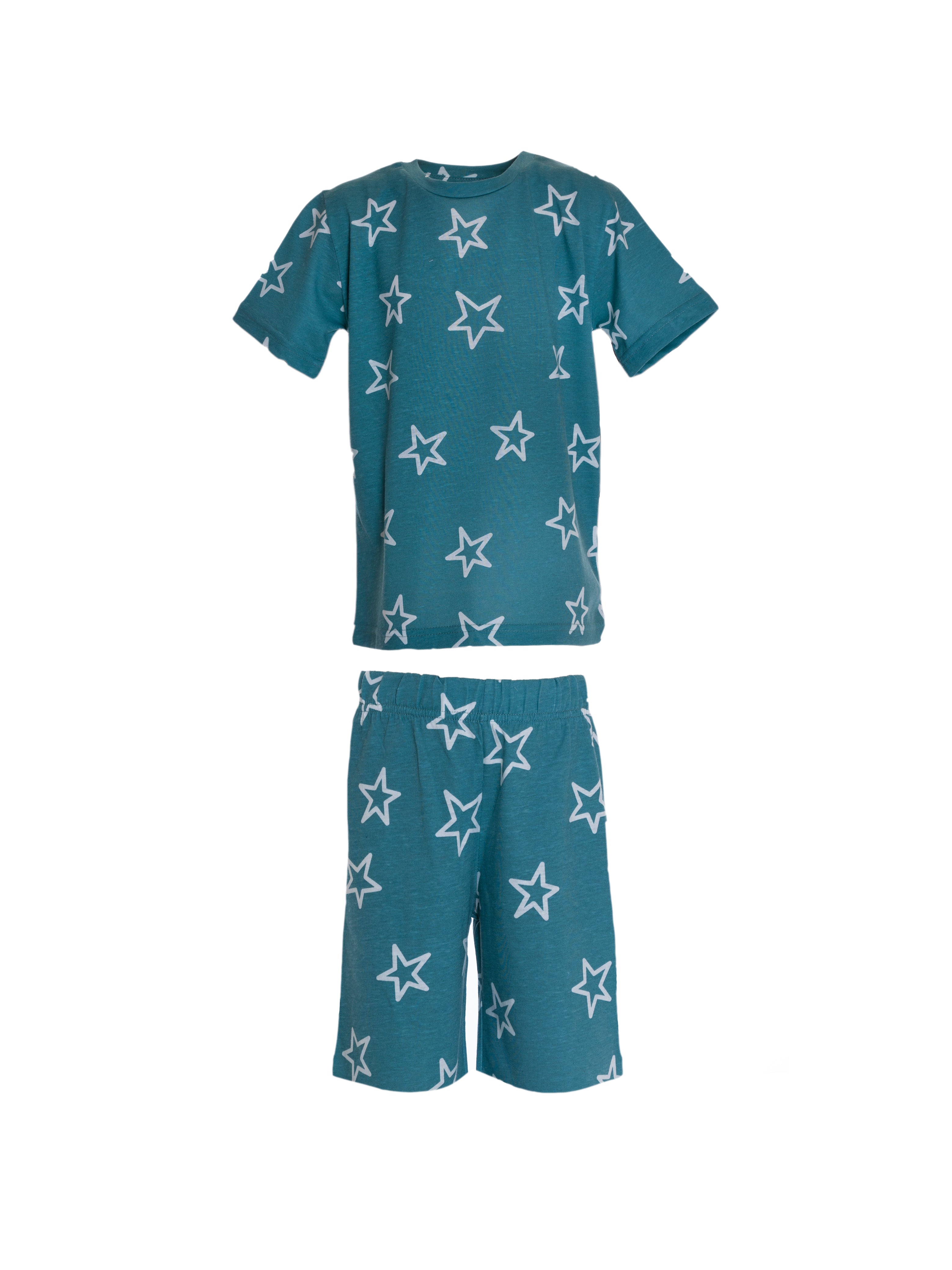 Star Design Pyjama Set For Boys - Green