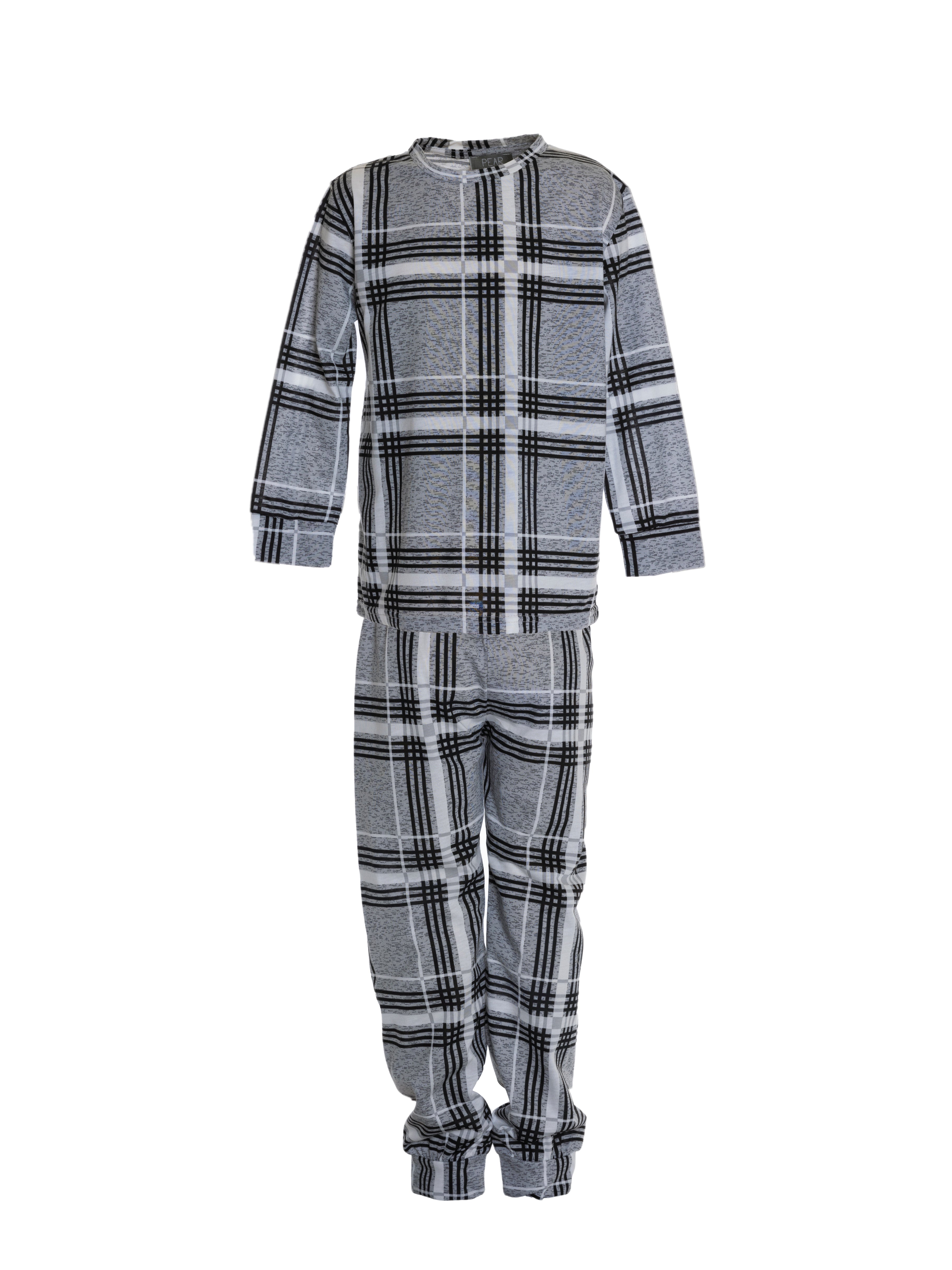 Carreau Pyjama Set For Boys - Grey - Pear