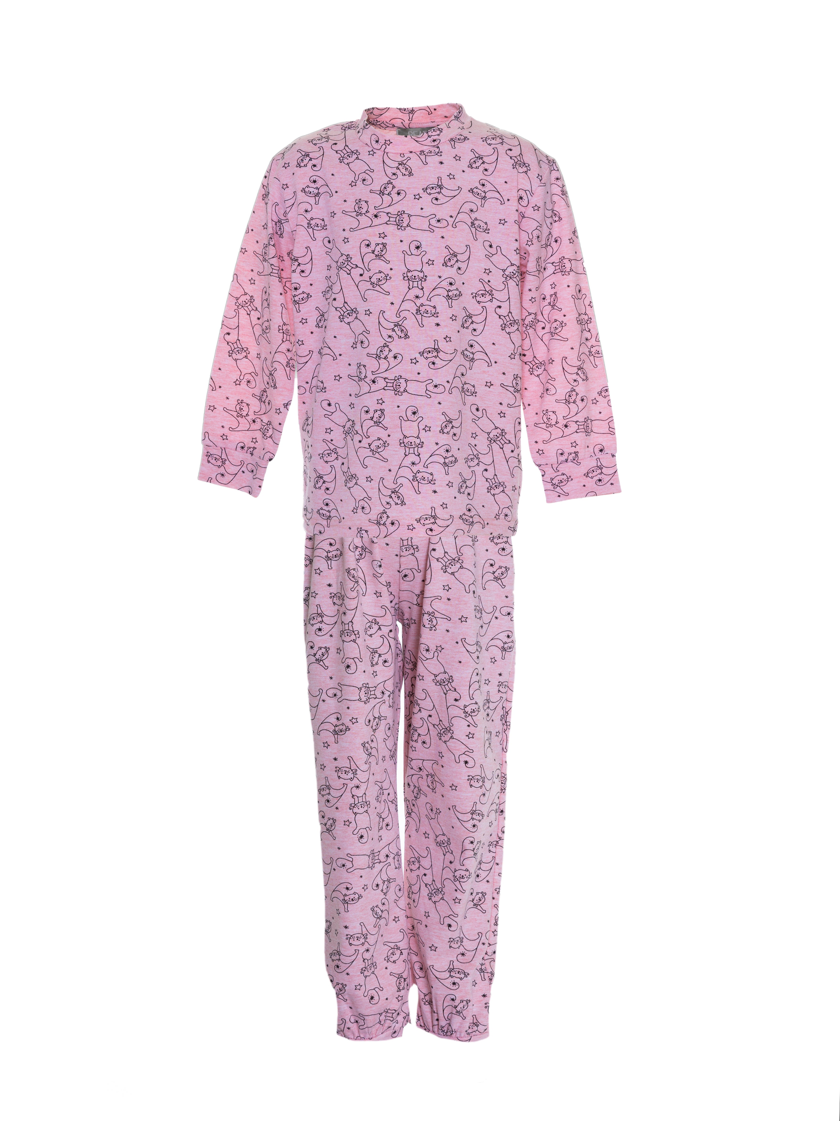 Cat Pyjama Set For Girls Pink