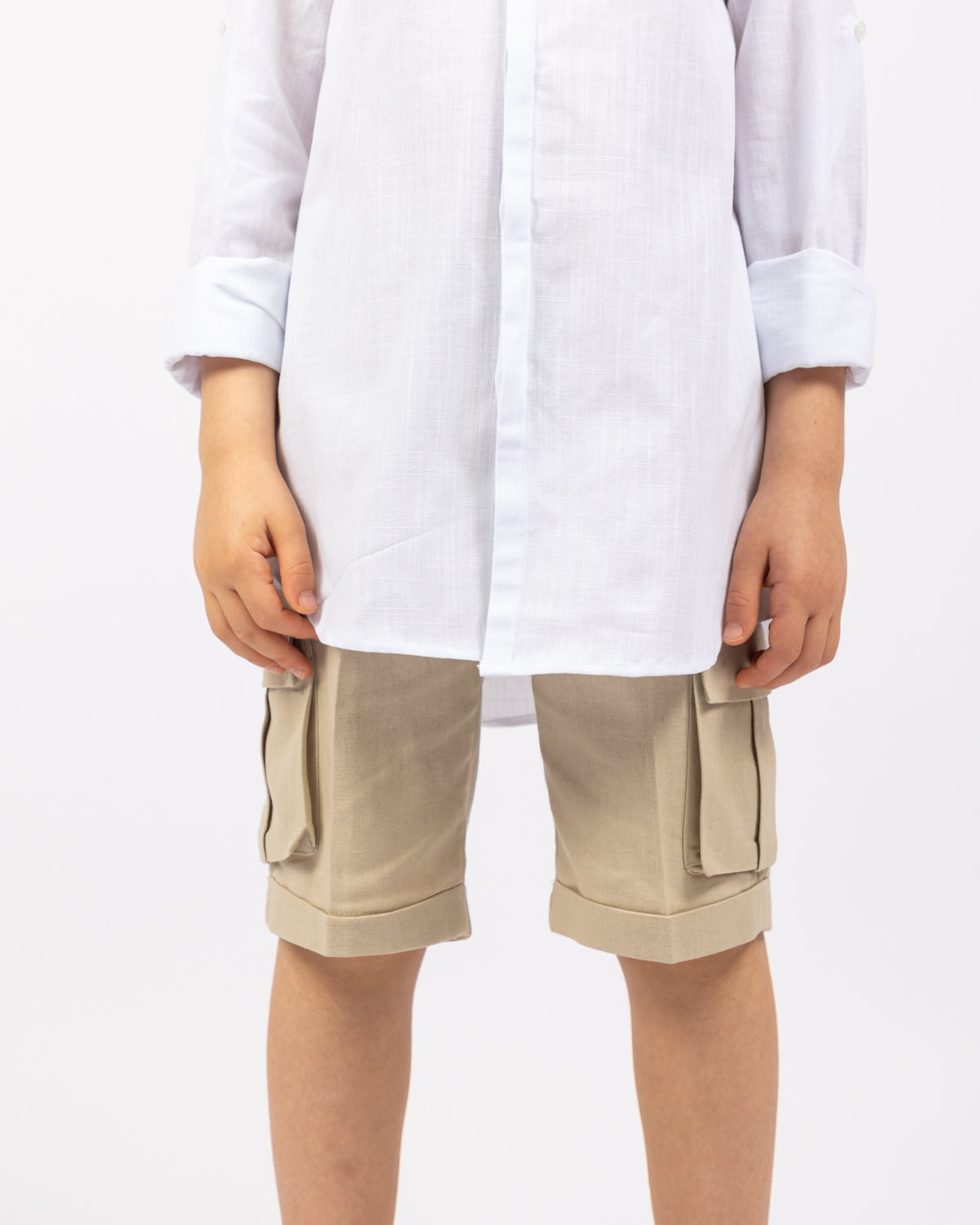 Linen Short For Boys - Beige