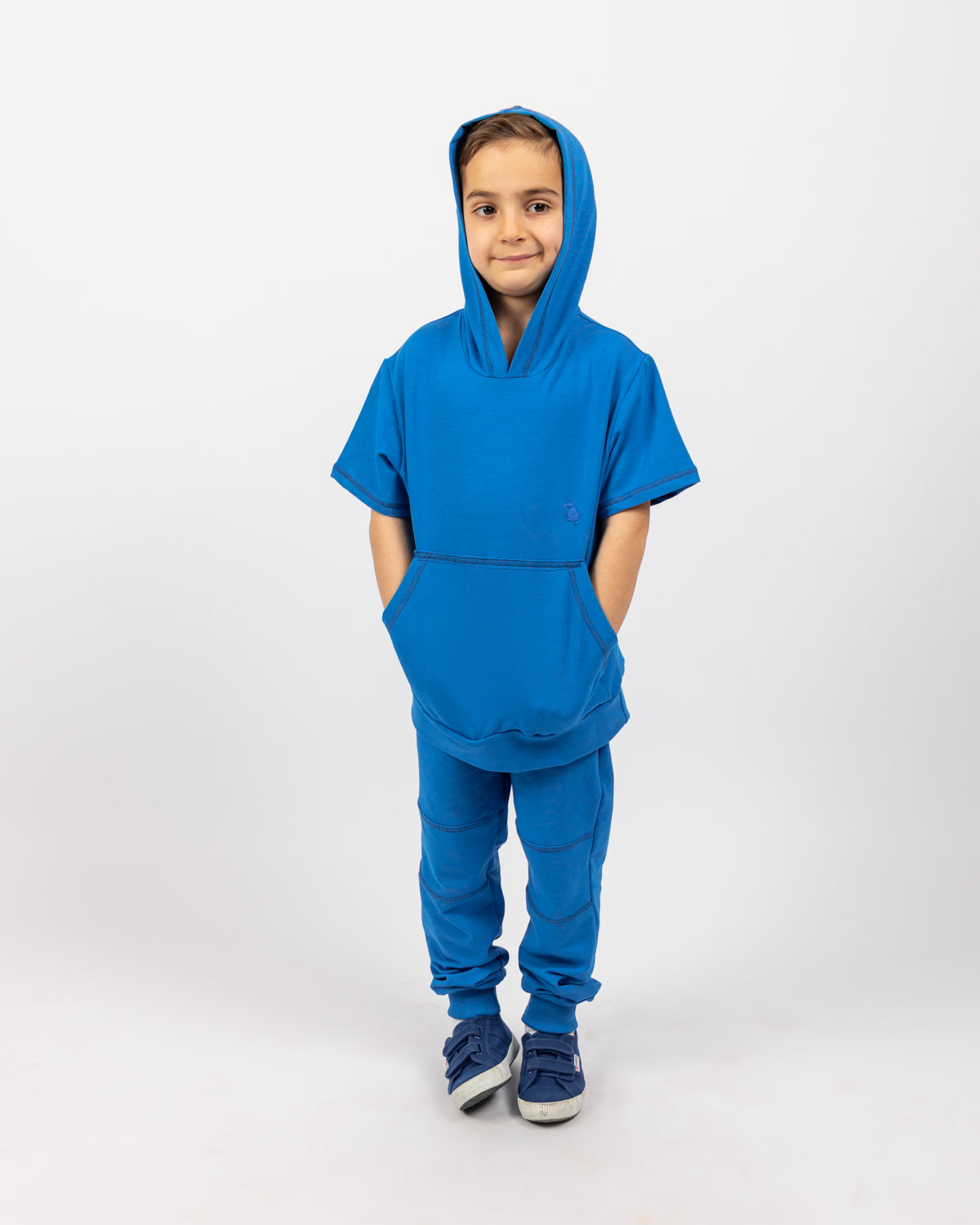 Hooded Sweatshirt with Pockets For Boys - Blue