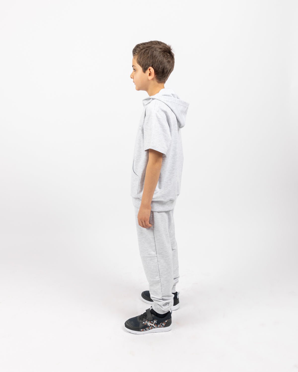 Hooded Sweatshirt with Pockets For Boys - Grey