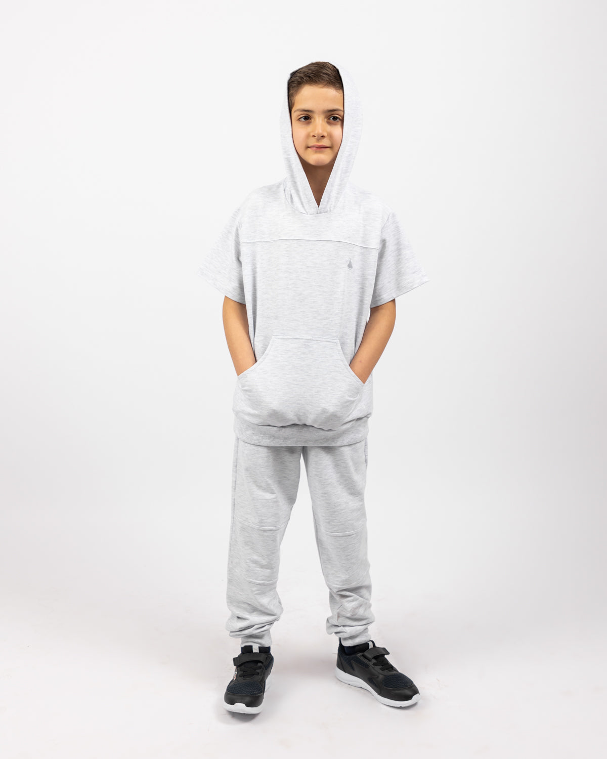 Hooded Sweatshirt with Pockets For Boys - Grey