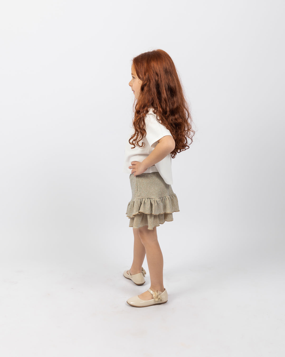 Layered Skirt For Girls - Champagne