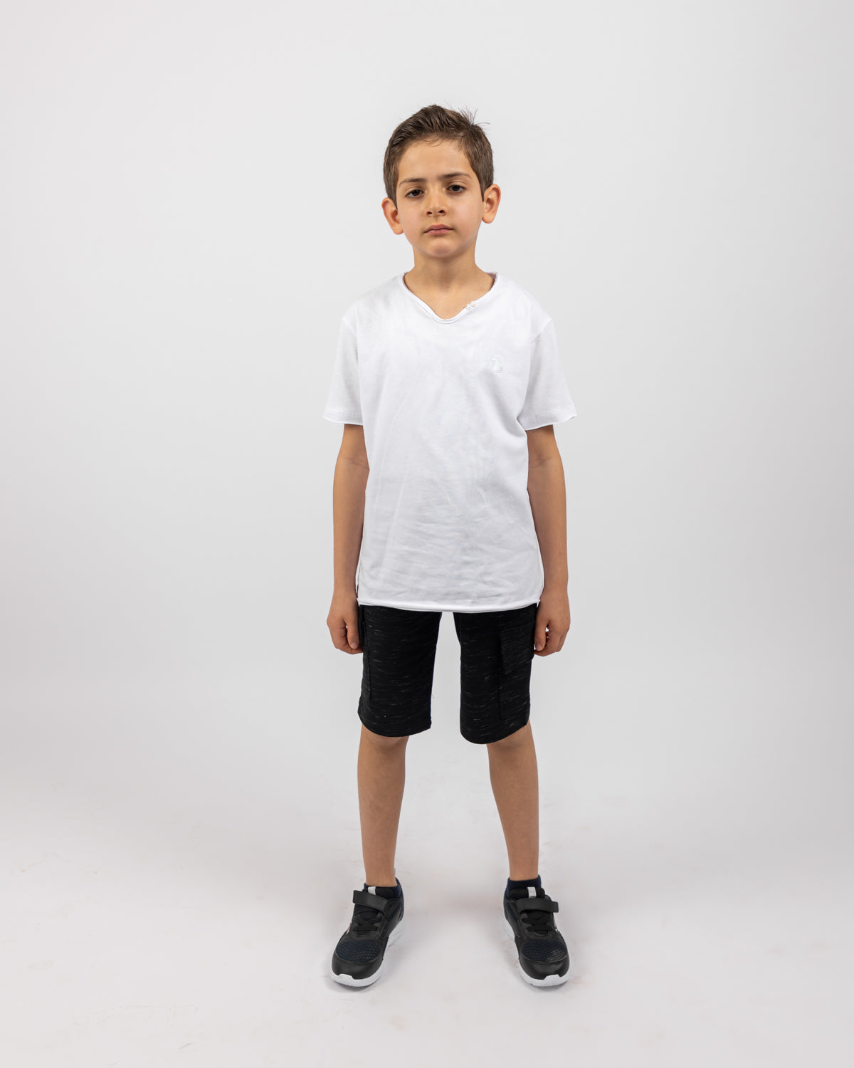 V-Neck T-Shirt With Short Sleeves For Boys - White