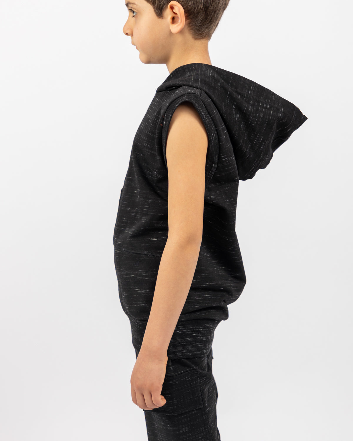 I-Shirt Hoodie Set With Short For Boys - Black