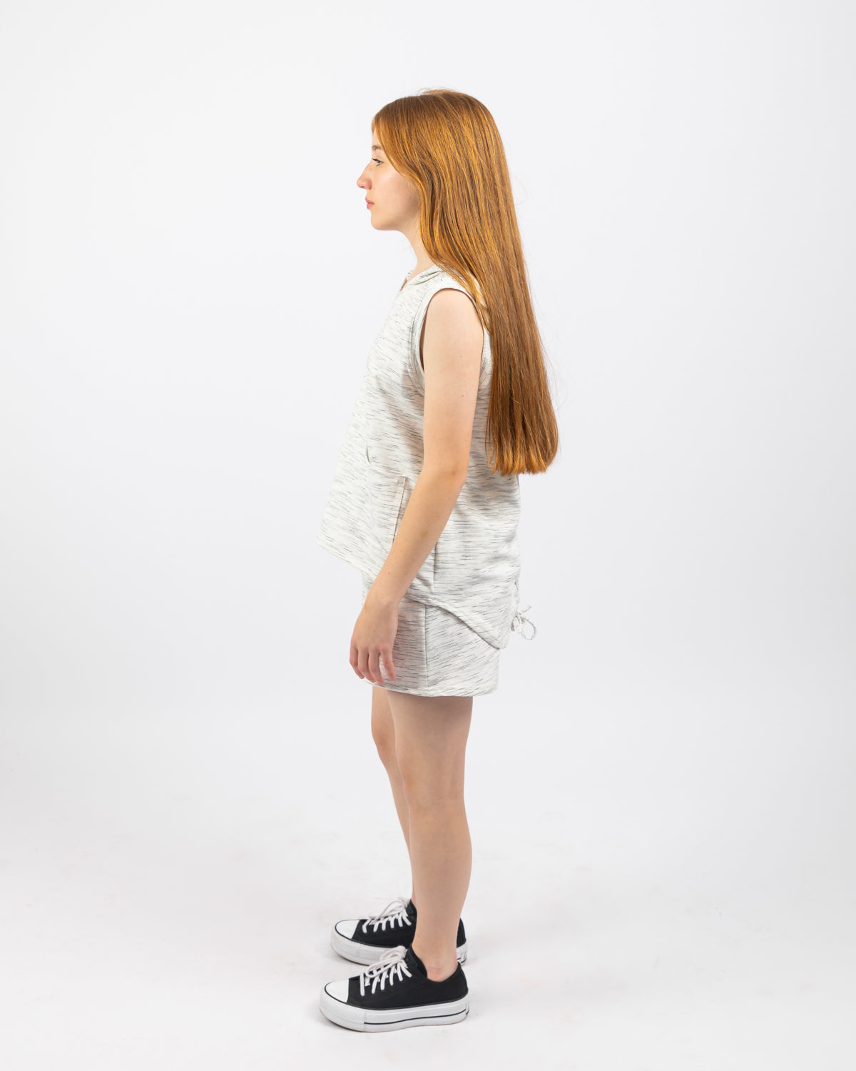 Sleeveless Set Top With Short Set For Girls - White