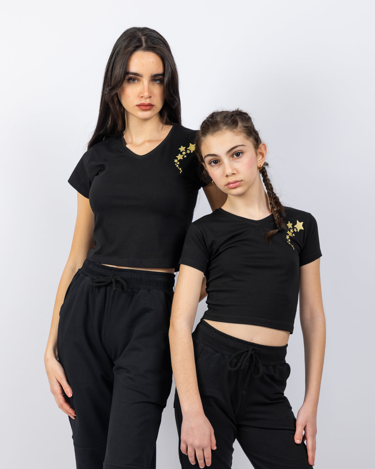 Star Crop Top For Girls - Black