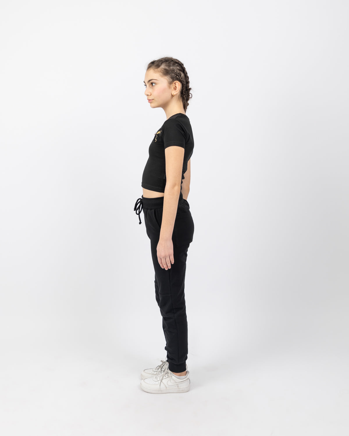 Star Crop Top For Girls - Black