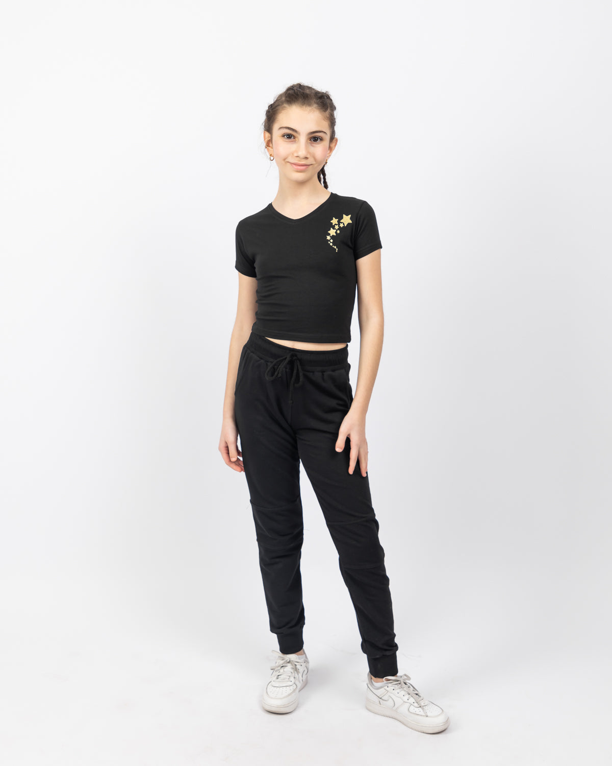 Star Crop Top For Girls - Black