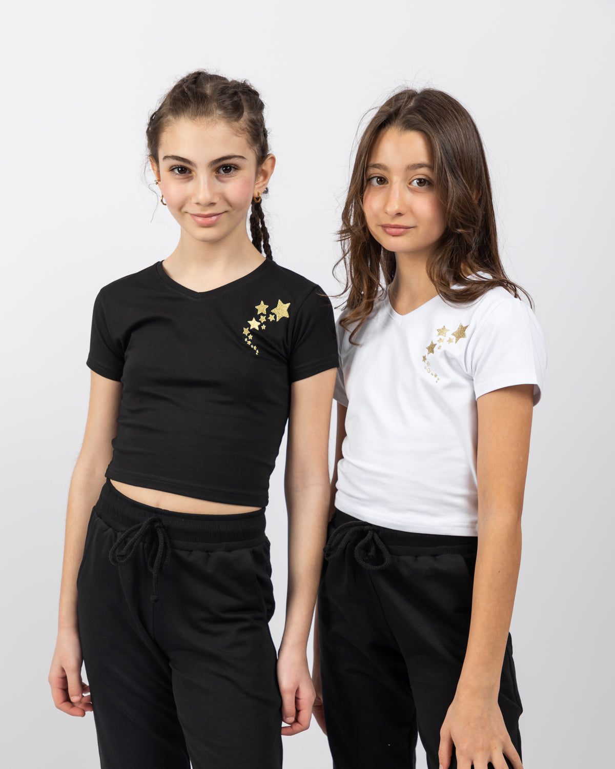 Star Crop Top For Girls - Black