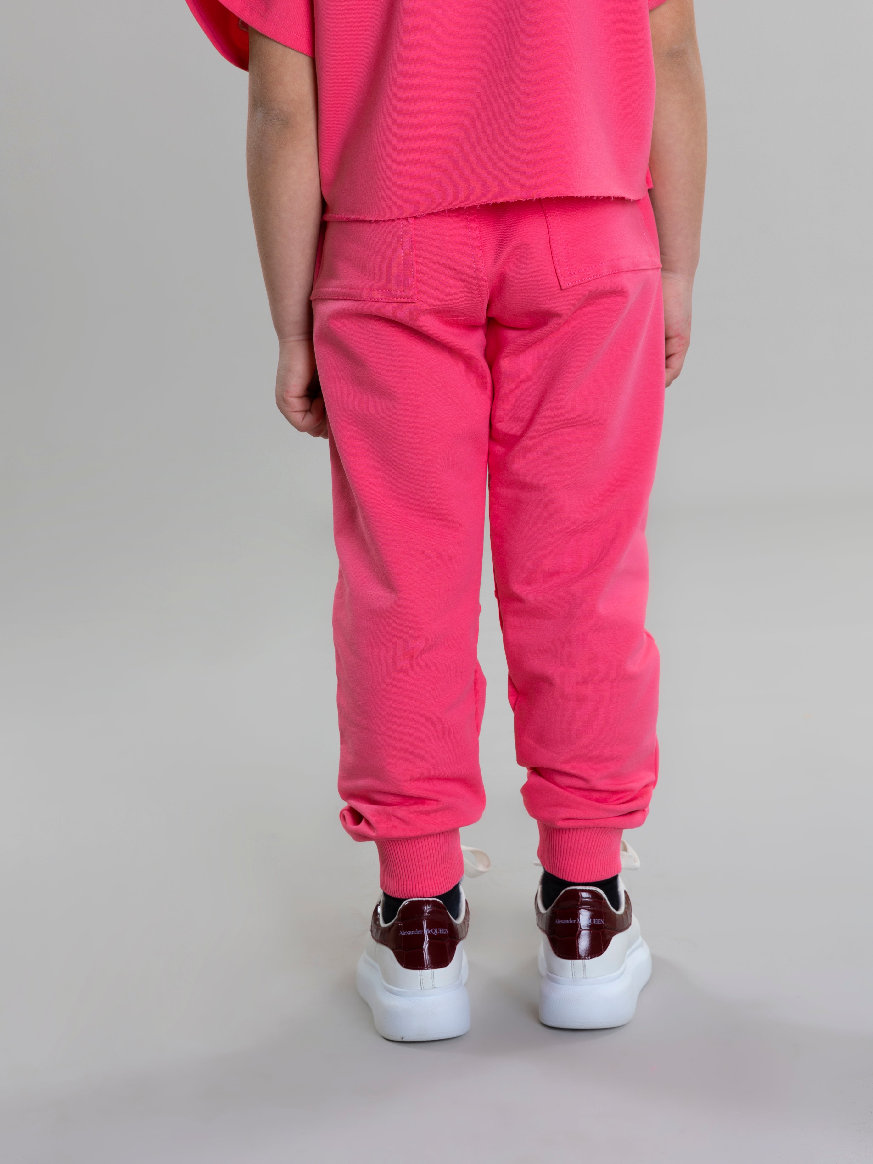 Butterfly Embroidered Sweat Pant For Girls - Fuchsia