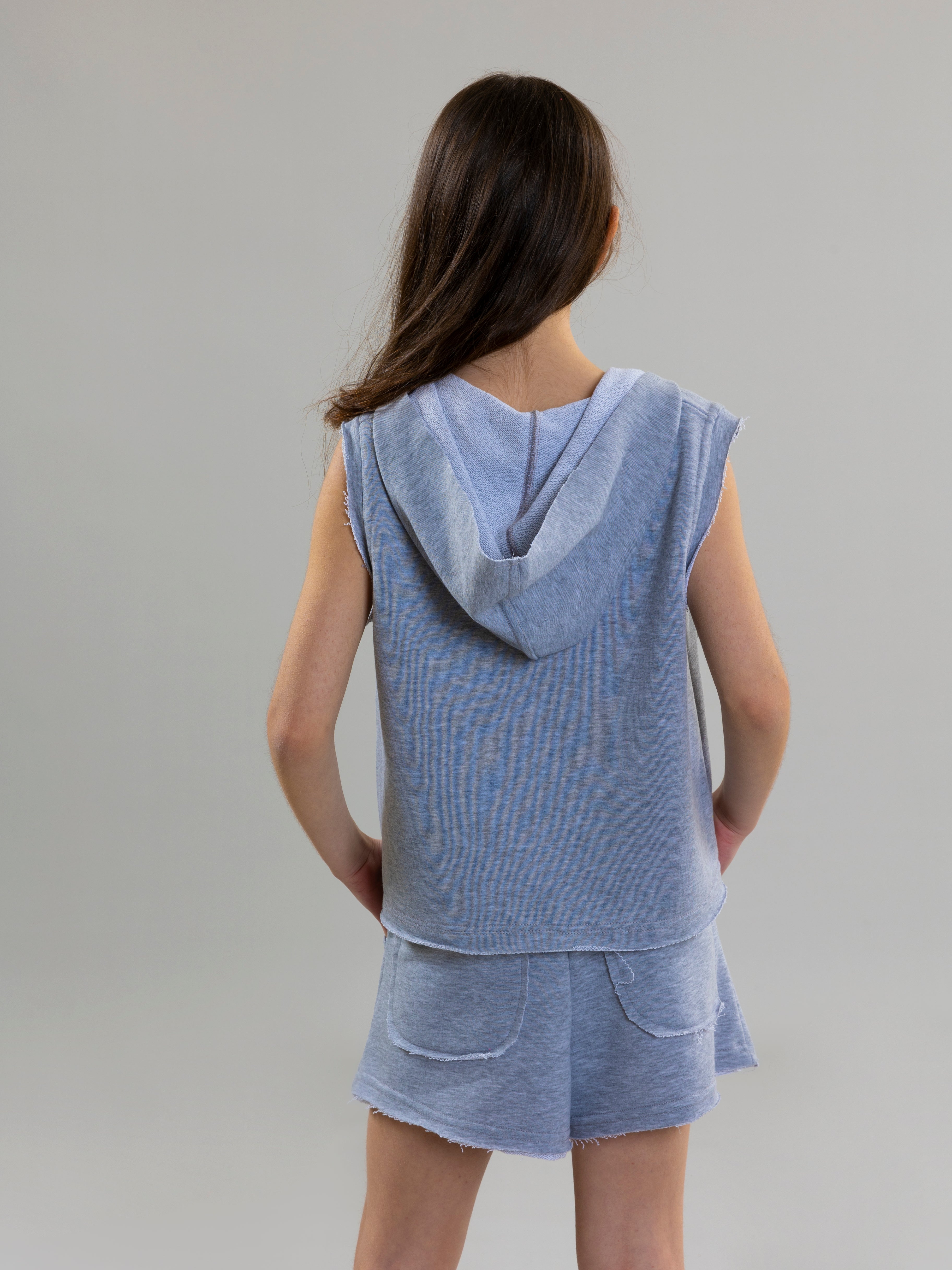 Butterfly Sleeveless Sweatshirt For Girls - Grey